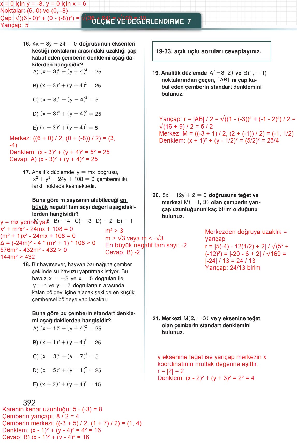 12. Sınıf Meb Yayınları Matematik Ders Kitabı Sayfa 392 Cevapları 12. Sınıf Meb Yayınları Matematik Ders Kitabı Sayfa 392 Cevapları