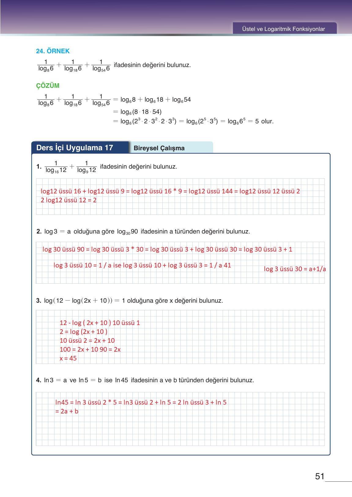 12. Sınıf Meb Yayınları Matematik Ders Kitabı Sayfa 51 Cevapları