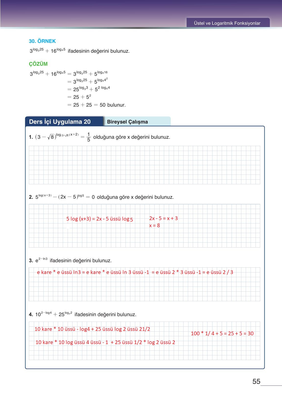 12. Sınıf Meb Yayınları Matematik Ders Kitabı Sayfa 55 Cevapları