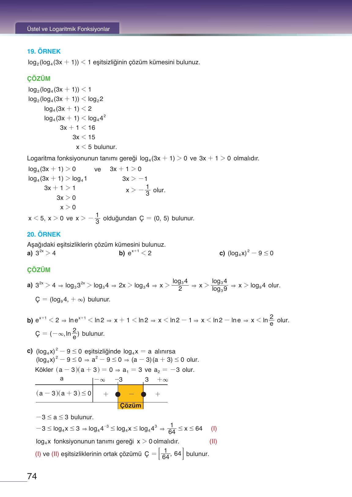 12. Sınıf Meb Yayınları Matematik Ders Kitabı Sayfa 74 Cevapları