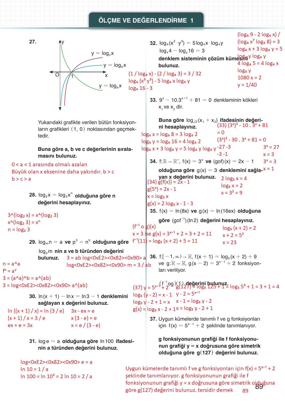12. Sınıf Meb Yayınları Matematik Ders Kitabı Sayfa 89 Cevapları 12. Sınıf Meb Yayınları Matematik Ders Kitabı Sayfa 89 Cevapları