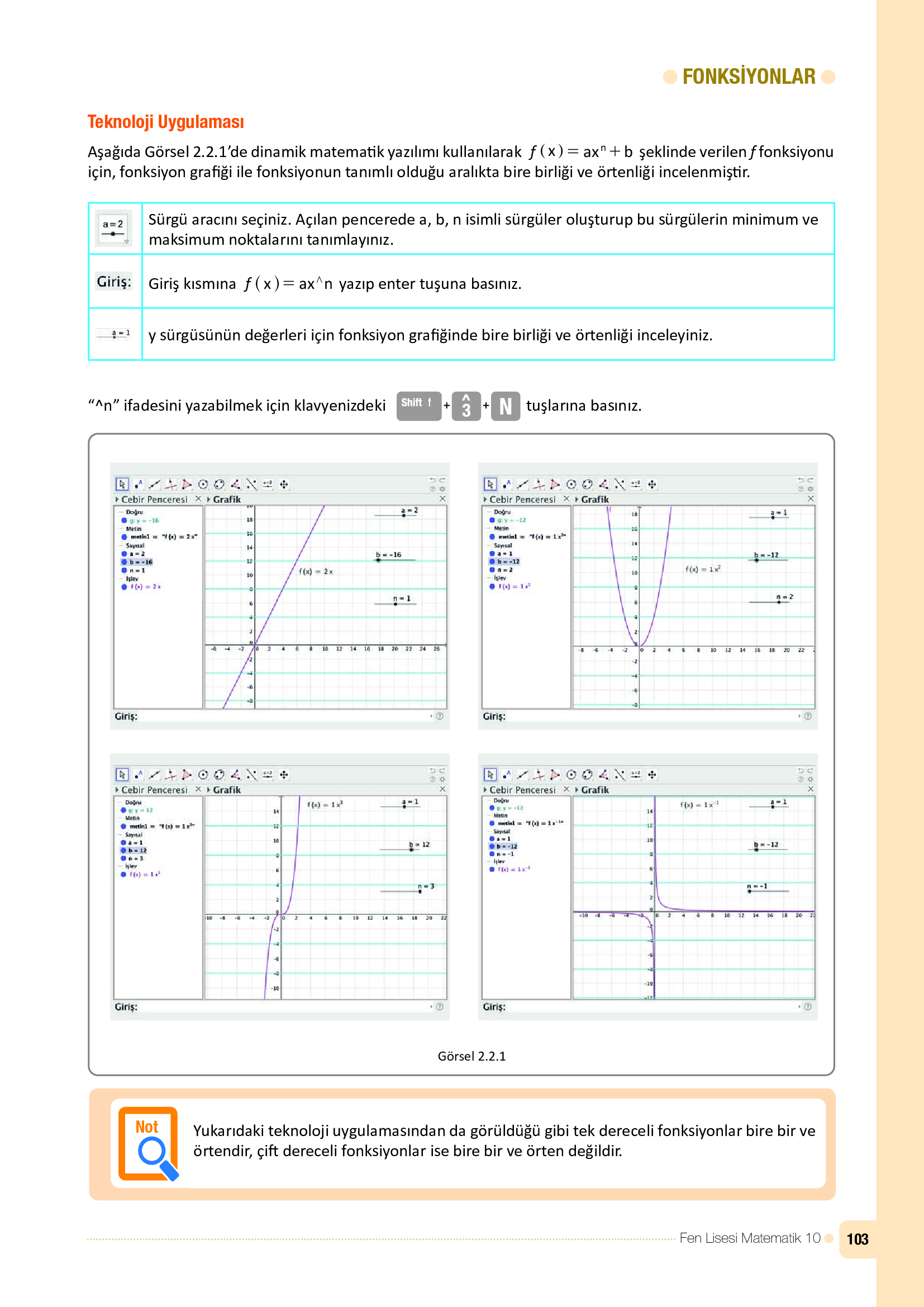 10. Sınıf Meb Yayınları Fen Lisesi Matematik Ders Kitabı Sayfa 103 Cevapları