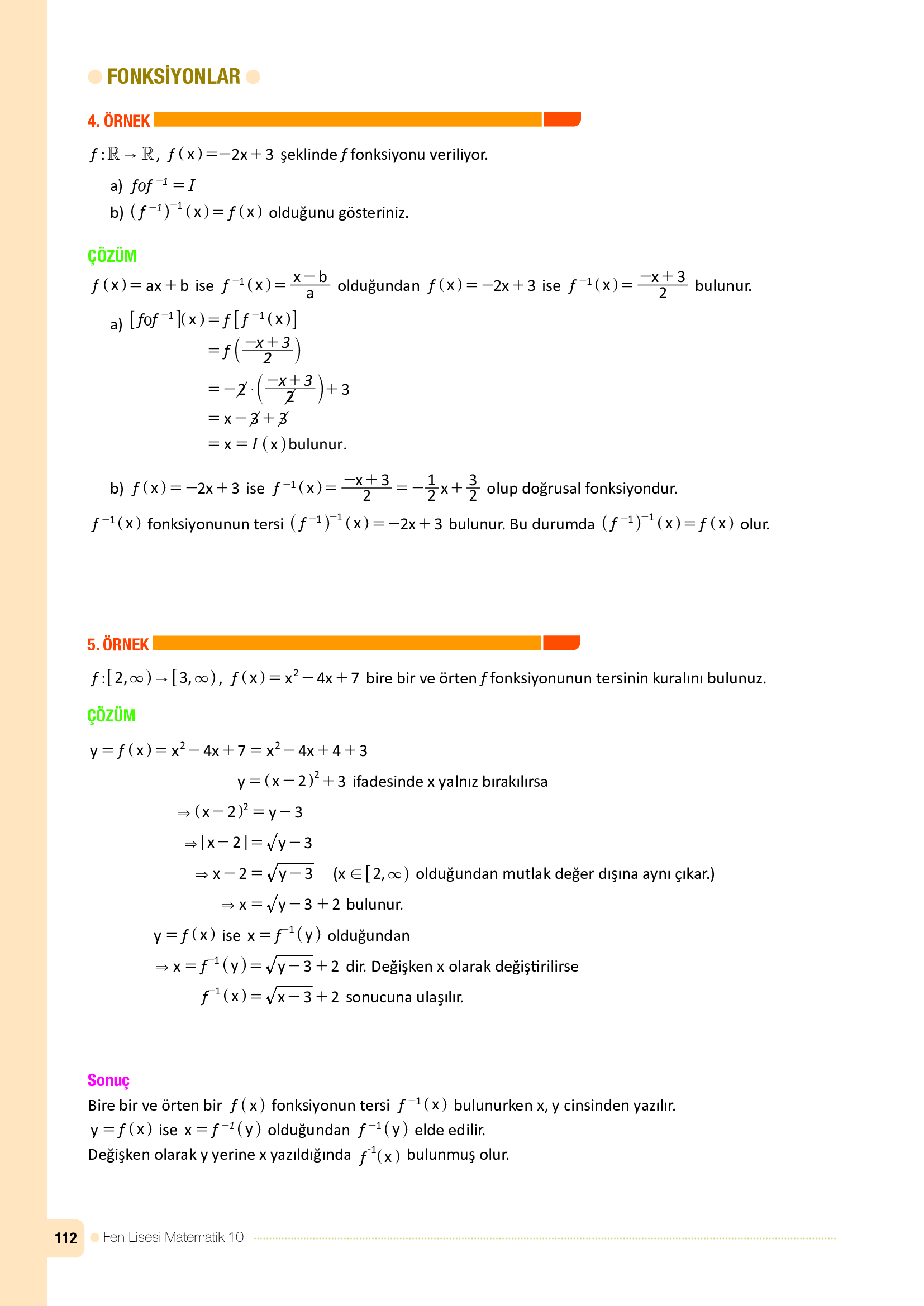 10. Sınıf Meb Yayınları Fen Lisesi Matematik Ders Kitabı Sayfa 112 Cevapları 10. Sınıf Meb Yayınları Fen Lisesi Matematik Ders Kitabı Sayfa 112 Cevapları