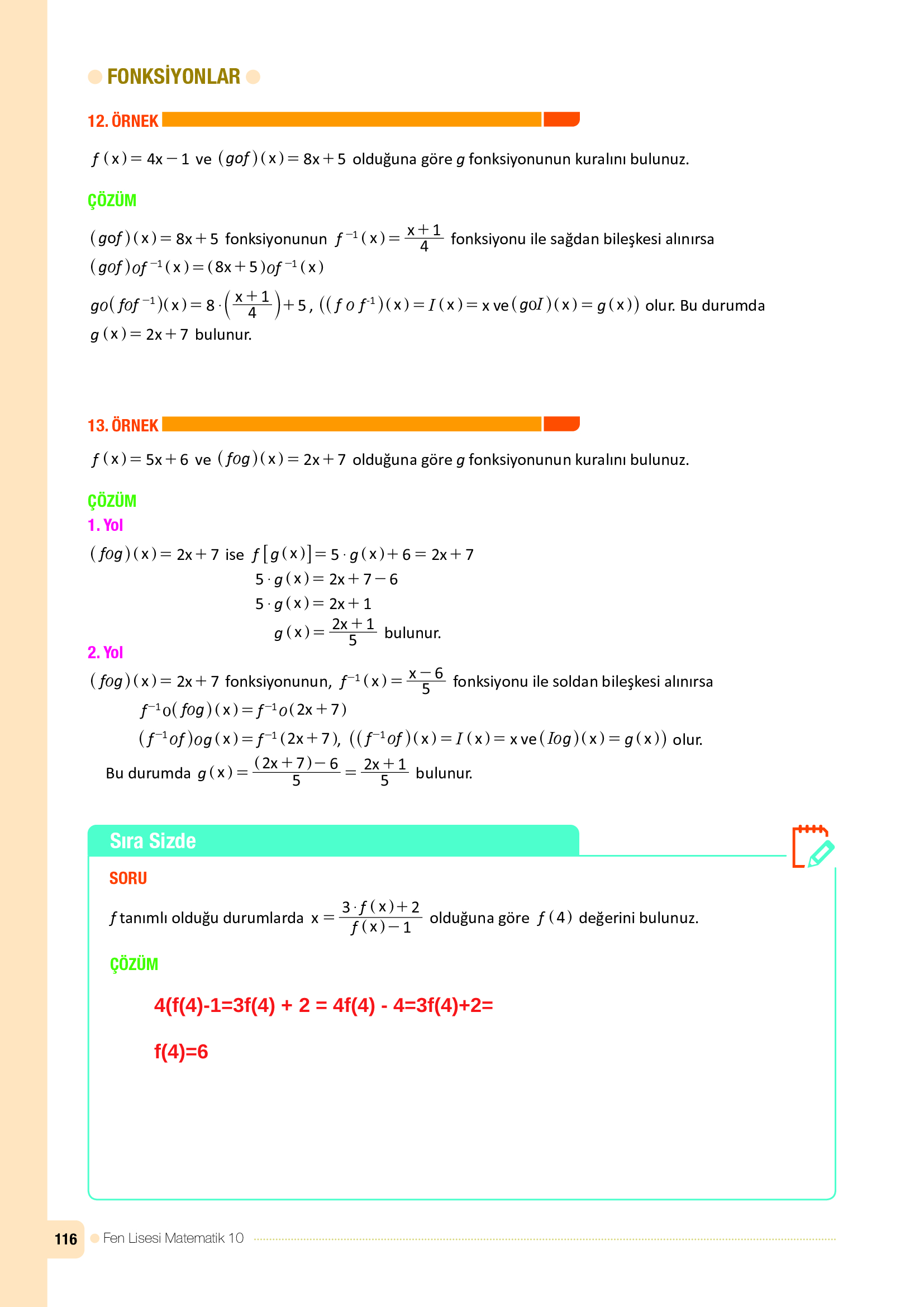10. Sınıf Meb Yayınları Fen Lisesi Matematik Ders Kitabı Sayfa 116 Cevapları