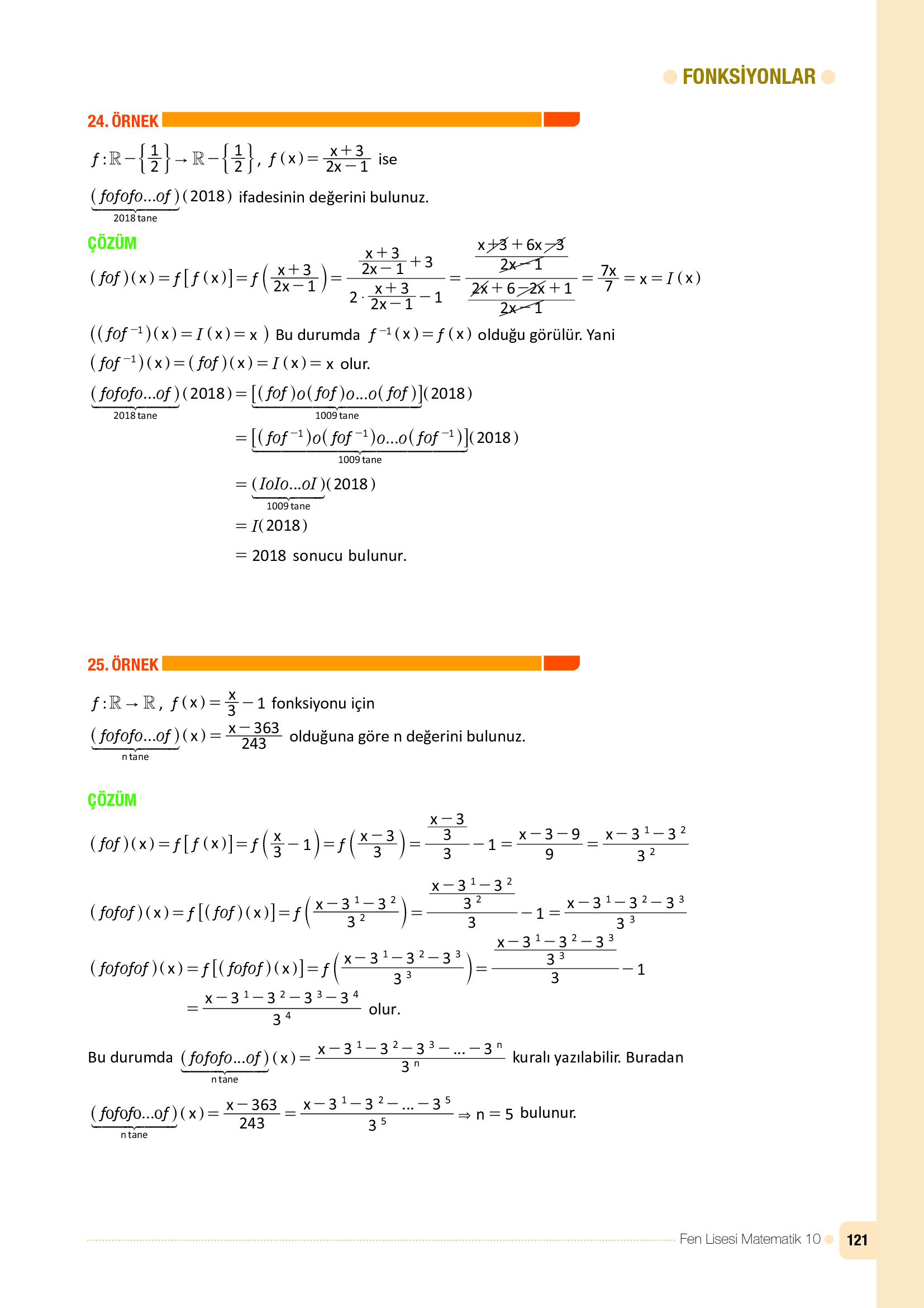 10. Sınıf Meb Yayınları Fen Lisesi Matematik Ders Kitabı Sayfa 121 Cevapları
