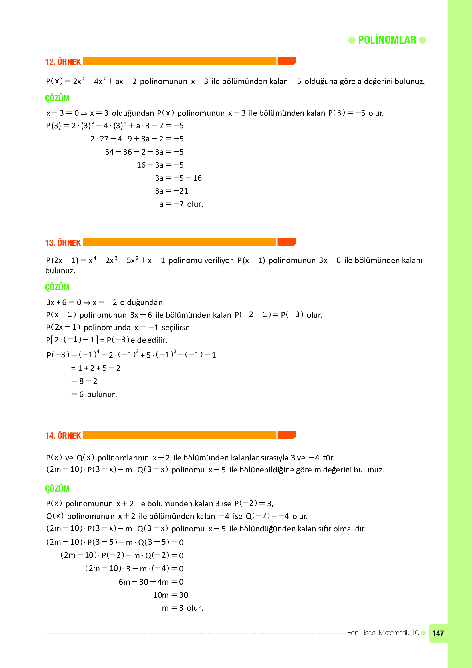 10. Sınıf Meb Yayınları Fen Lisesi Matematik Ders Kitabı Sayfa 147 Cevapları