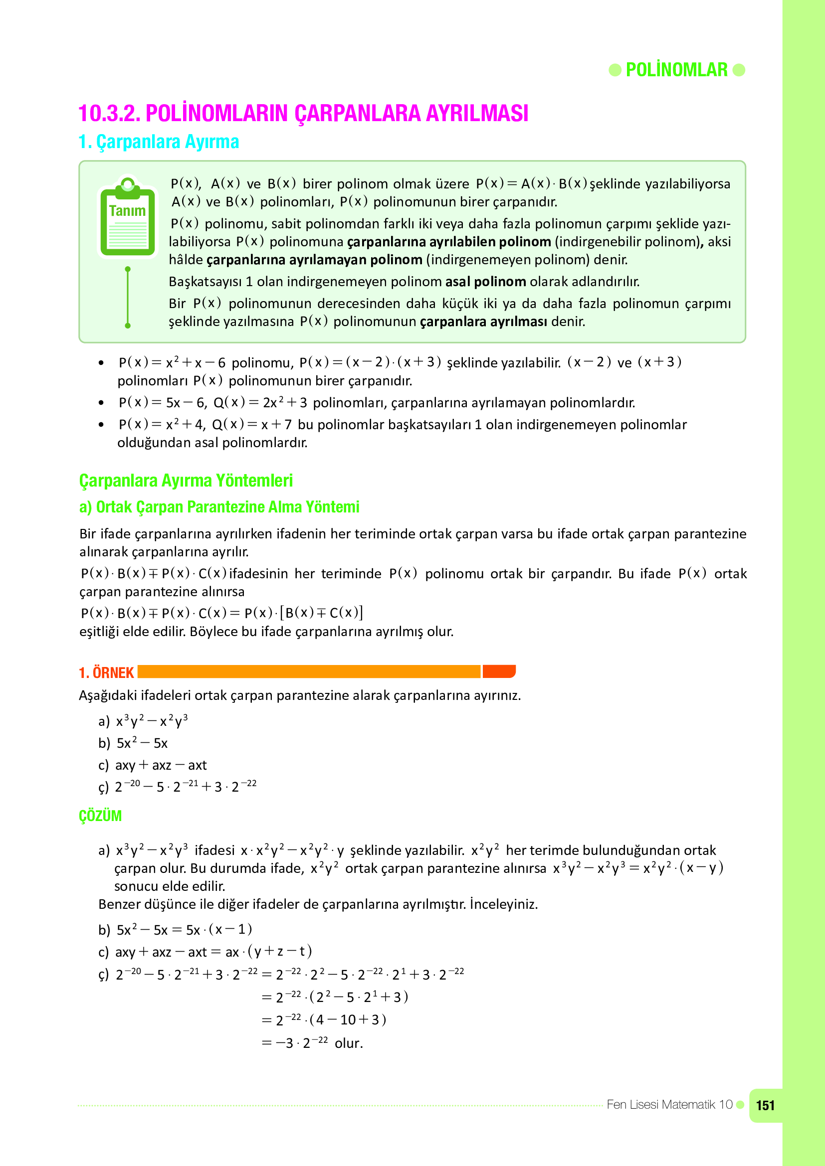 10. Sınıf Meb Yayınları Fen Lisesi Matematik Ders Kitabı Sayfa 151 Cevapları 10. Sınıf Meb Yayınları Fen Lisesi Matematik Ders Kitabı Sayfa 151 Cevapları