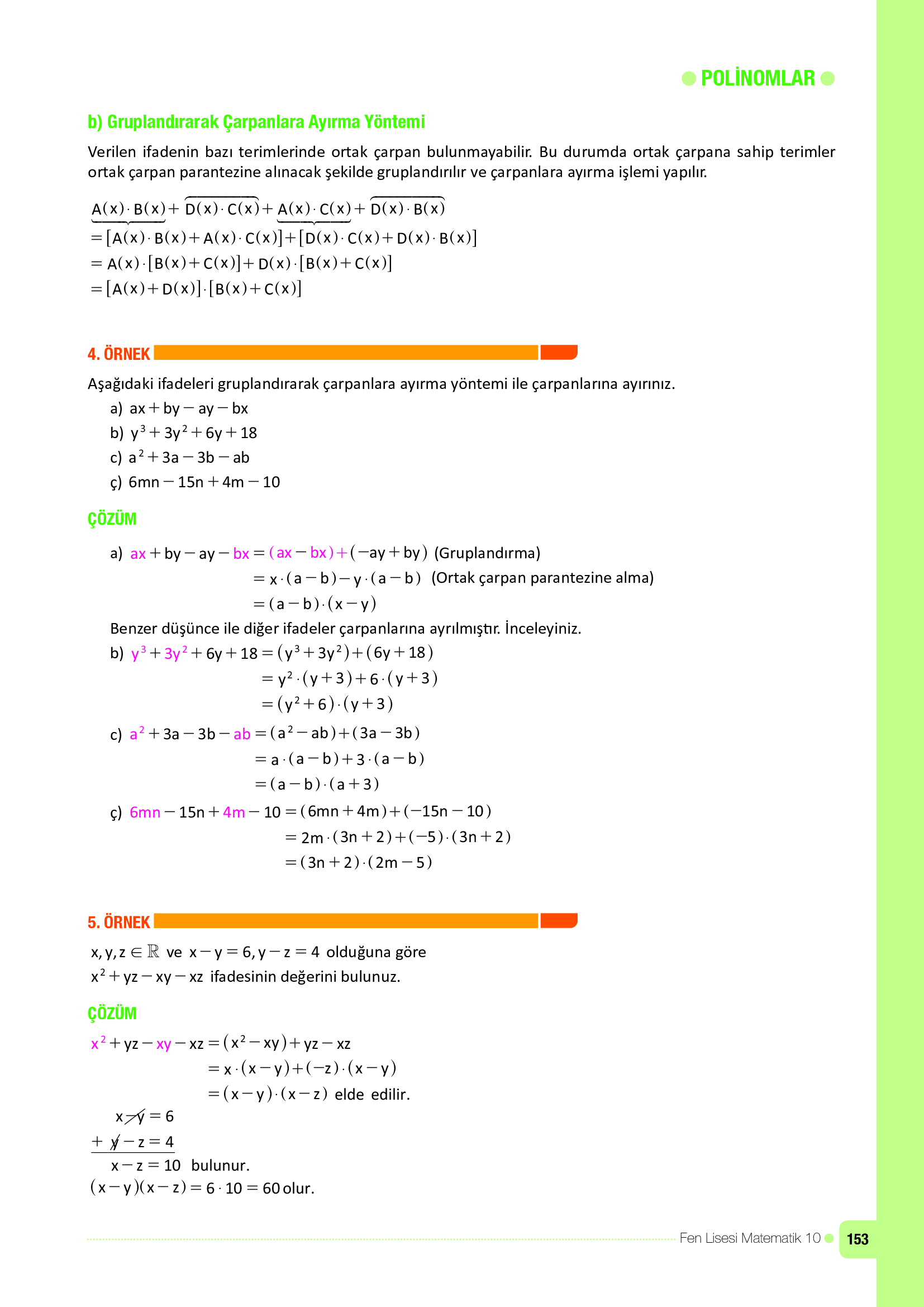 10. Sınıf Meb Yayınları Fen Lisesi Matematik Ders Kitabı Sayfa 153 Cevapları 10. Sınıf Meb Yayınları Fen Lisesi Matematik Ders Kitabı Sayfa 153 Cevapları