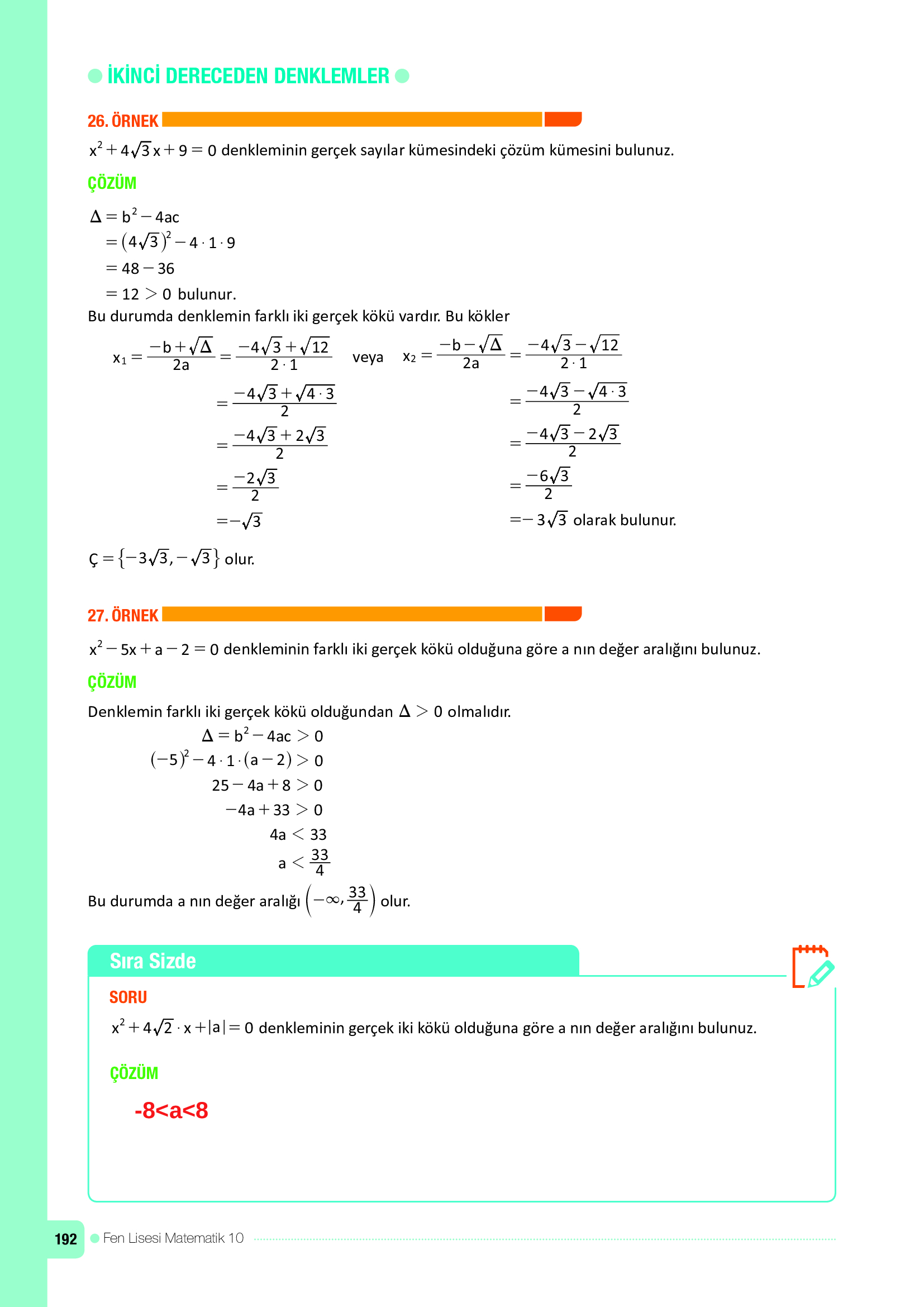 10. Sınıf Meb Yayınları Fen Lisesi Matematik Ders Kitabı Sayfa 192 Cevapları 10. Sınıf Meb Yayınları Fen Lisesi Matematik Ders Kitabı Sayfa 192 Cevapları