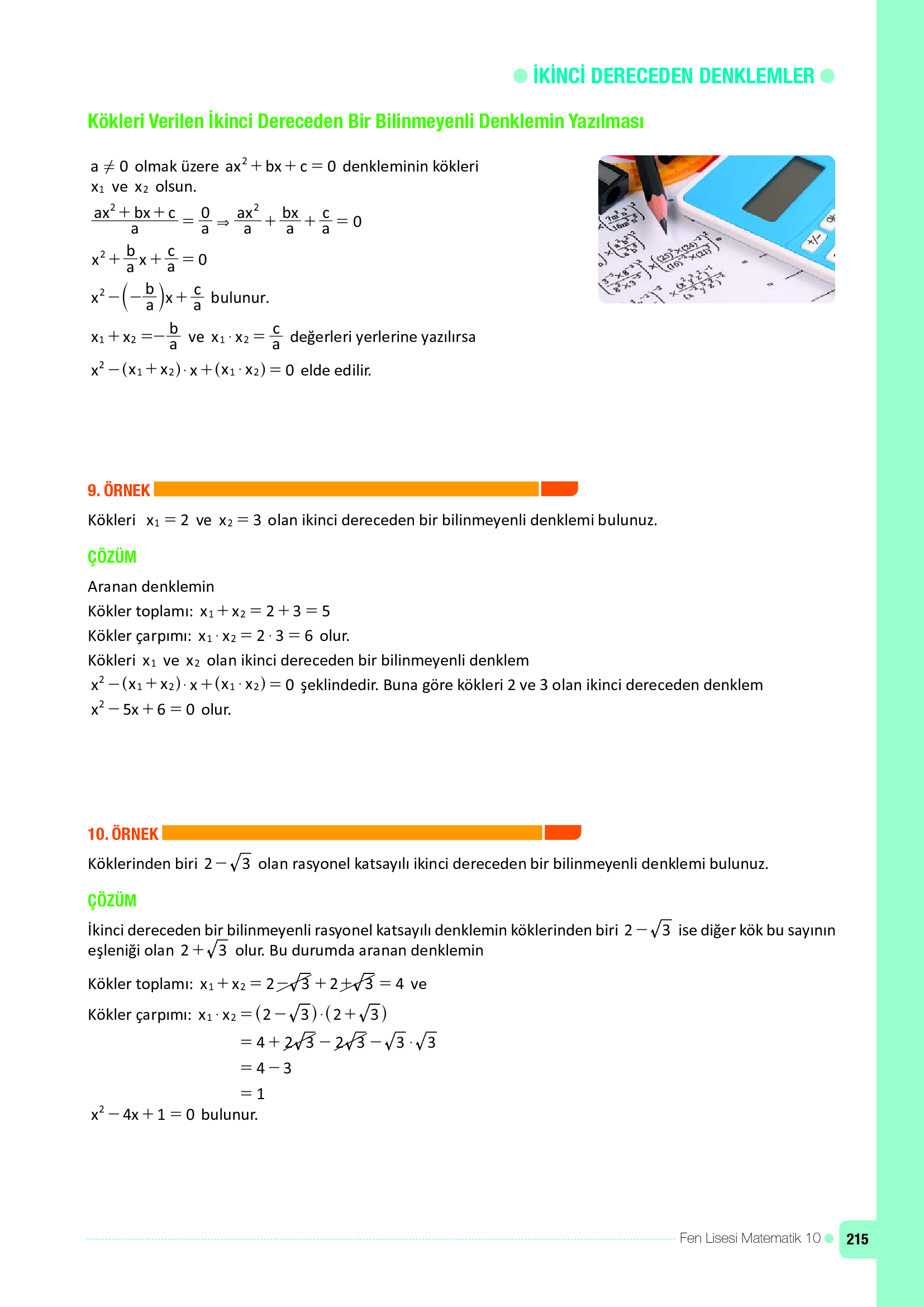 10. Sınıf Meb Yayınları Fen Lisesi Matematik Ders Kitabı Sayfa 215 Cevapları 10. Sınıf Meb Yayınları Fen Lisesi Matematik Ders Kitabı Sayfa 215 Cevapları
