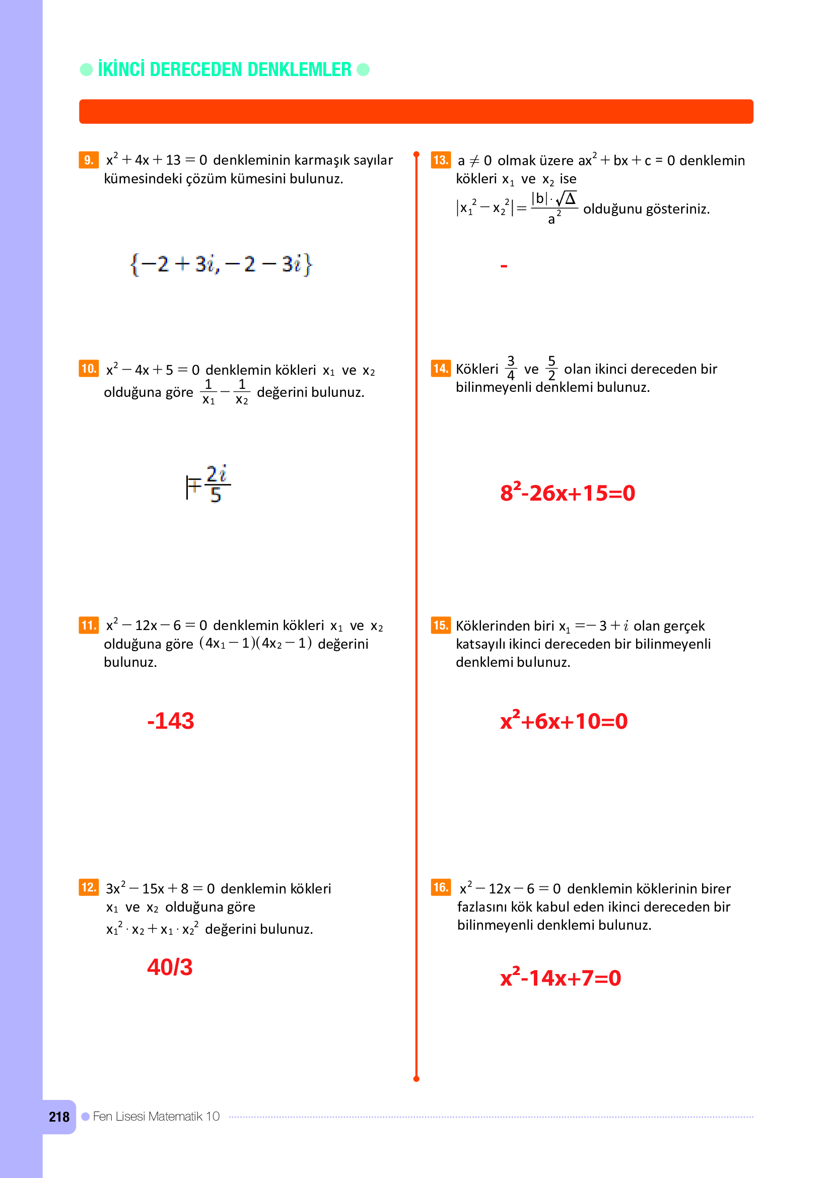 10. Sınıf Meb Yayınları Fen Lisesi Matematik Ders Kitabı Sayfa 218 Cevapları 10. Sınıf Meb Yayınları Fen Lisesi Matematik Ders Kitabı Sayfa 218 Cevapları