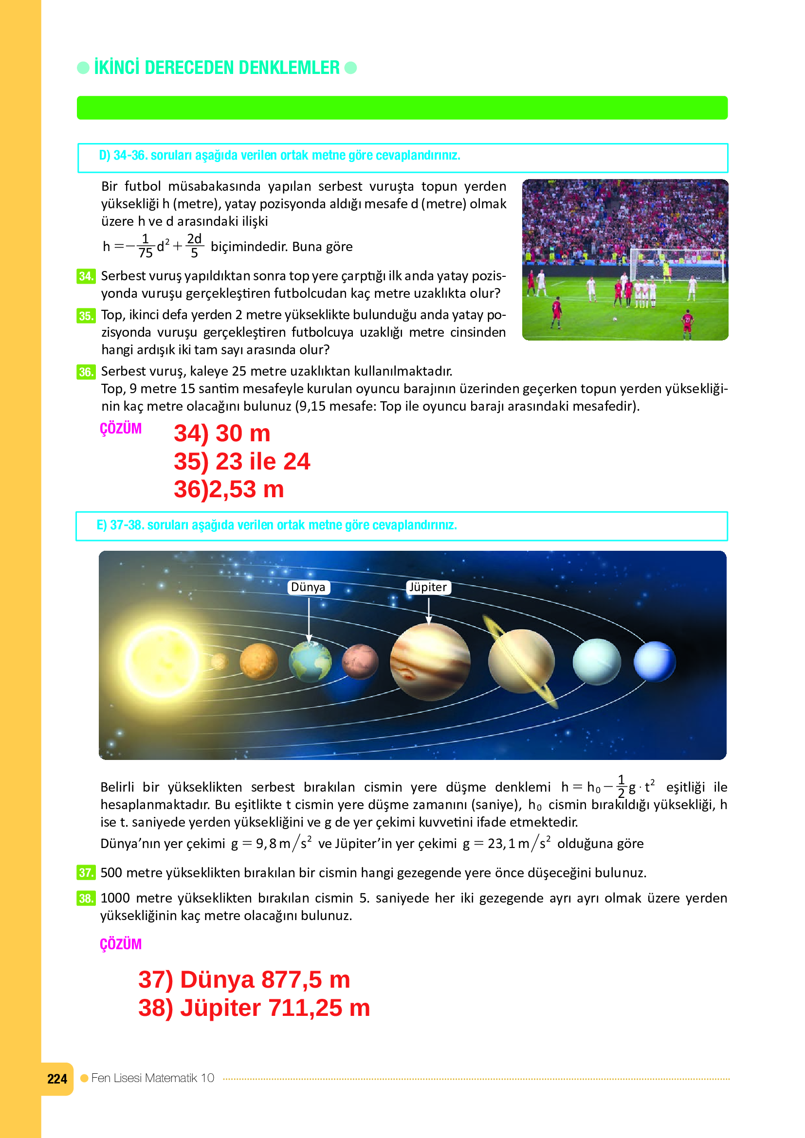 10. Sınıf Meb Yayınları Fen Lisesi Matematik Ders Kitabı Sayfa 224 Cevapları