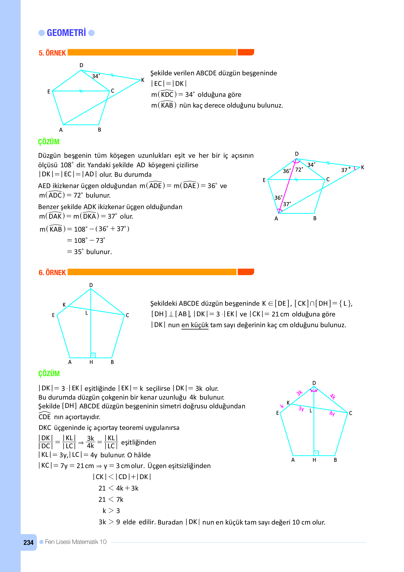 10. Sınıf Meb Yayınları Fen Lisesi Matematik Ders Kitabı Sayfa 234 Cevapları