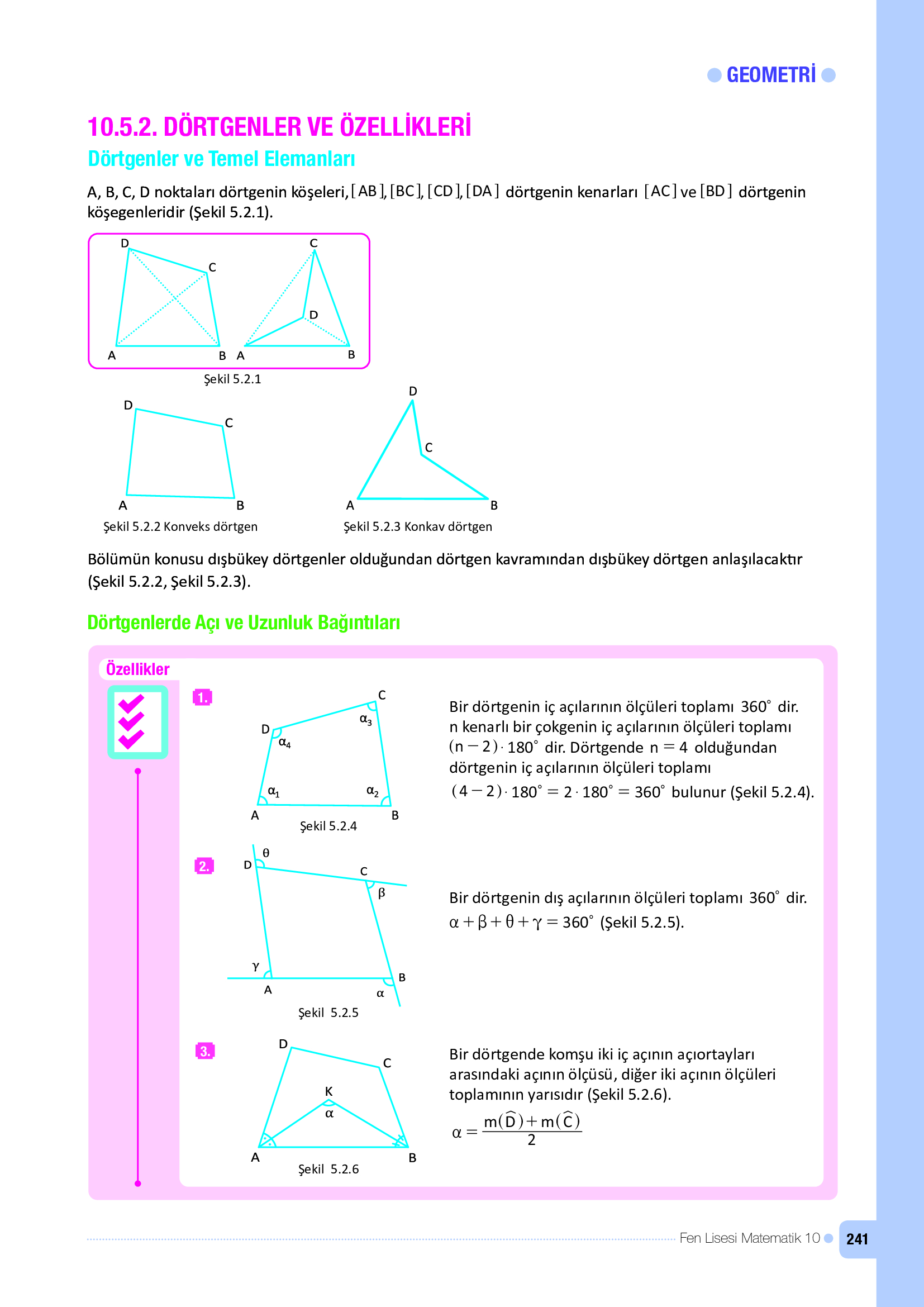 10. Sınıf Meb Yayınları Fen Lisesi Matematik Ders Kitabı Sayfa 241 Cevapları