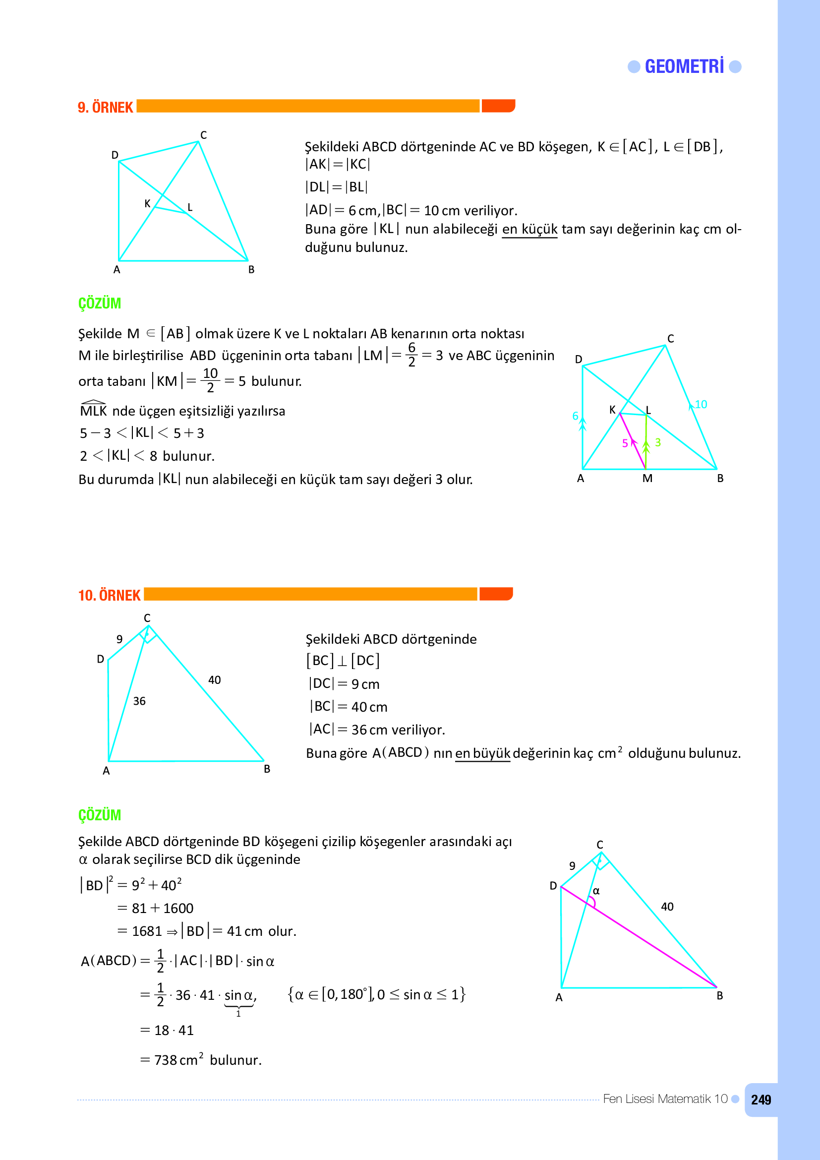 10. Sınıf Meb Yayınları Fen Lisesi Matematik Ders Kitabı Sayfa 249 Cevapları