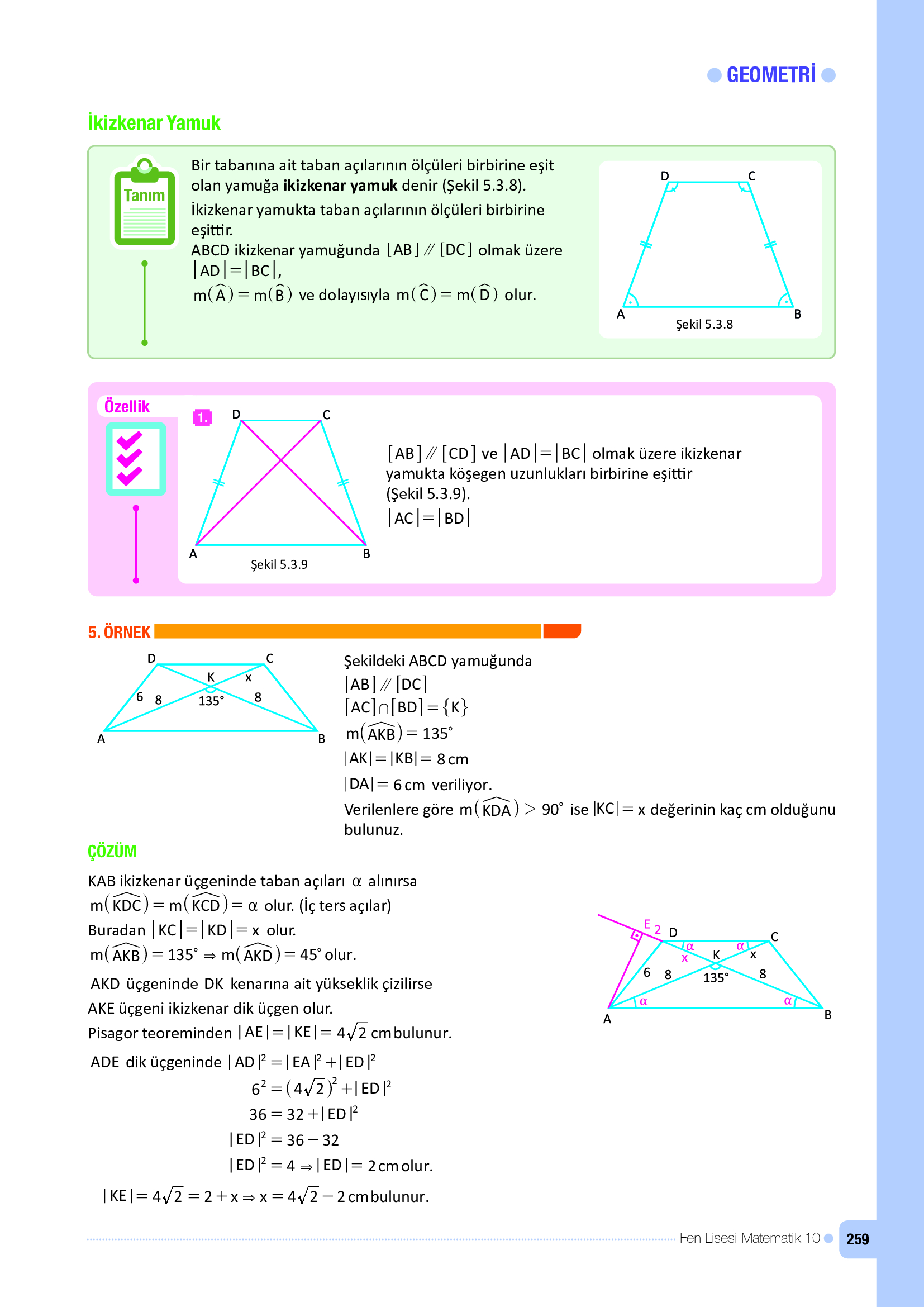 10. Sınıf Meb Yayınları Fen Lisesi Matematik Ders Kitabı Sayfa 259 Cevapları 10. Sınıf Meb Yayınları Fen Lisesi Matematik Ders Kitabı Sayfa 259 Cevapları