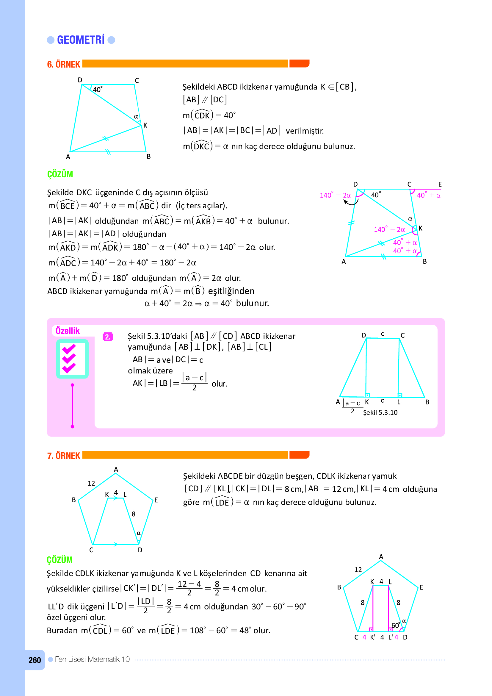 10. Sınıf Meb Yayınları Fen Lisesi Matematik Ders Kitabı Sayfa 260 Cevapları