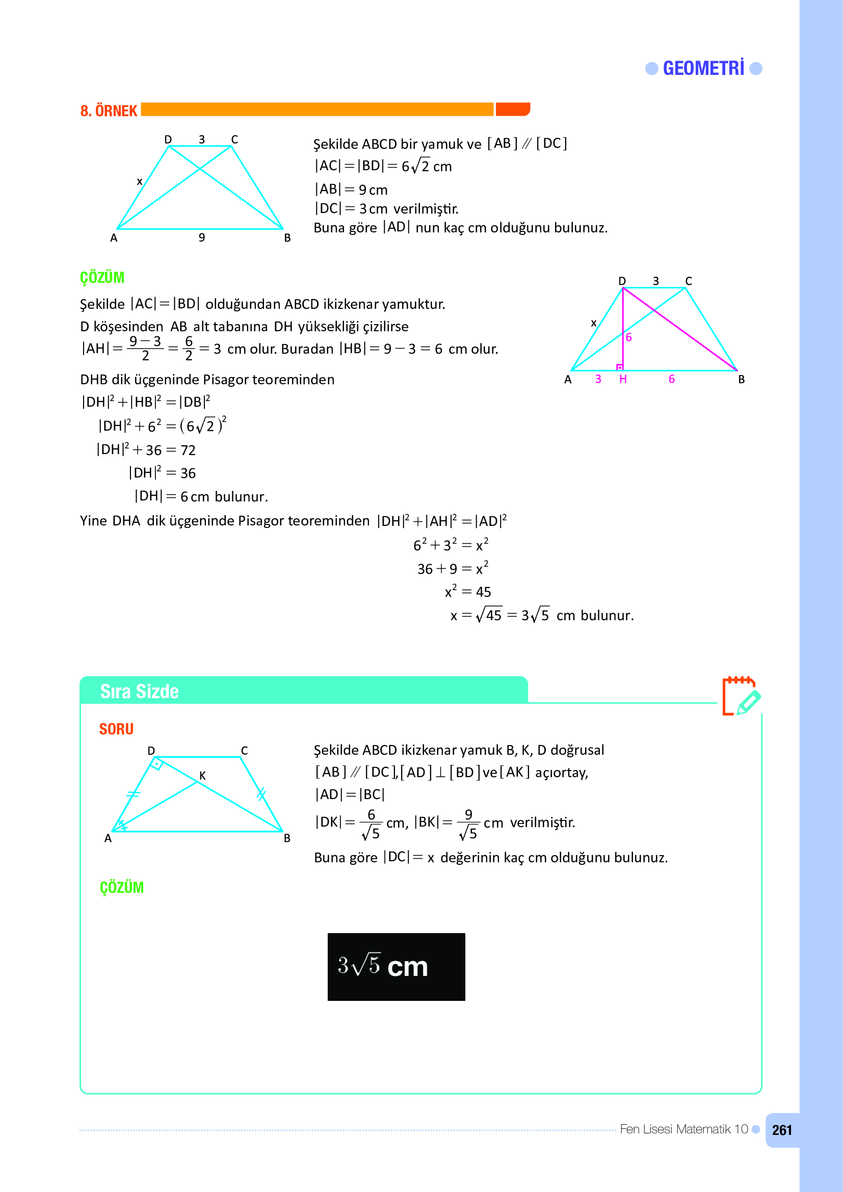 10. Sınıf Meb Yayınları Fen Lisesi Matematik Ders Kitabı Sayfa 261 Cevapları