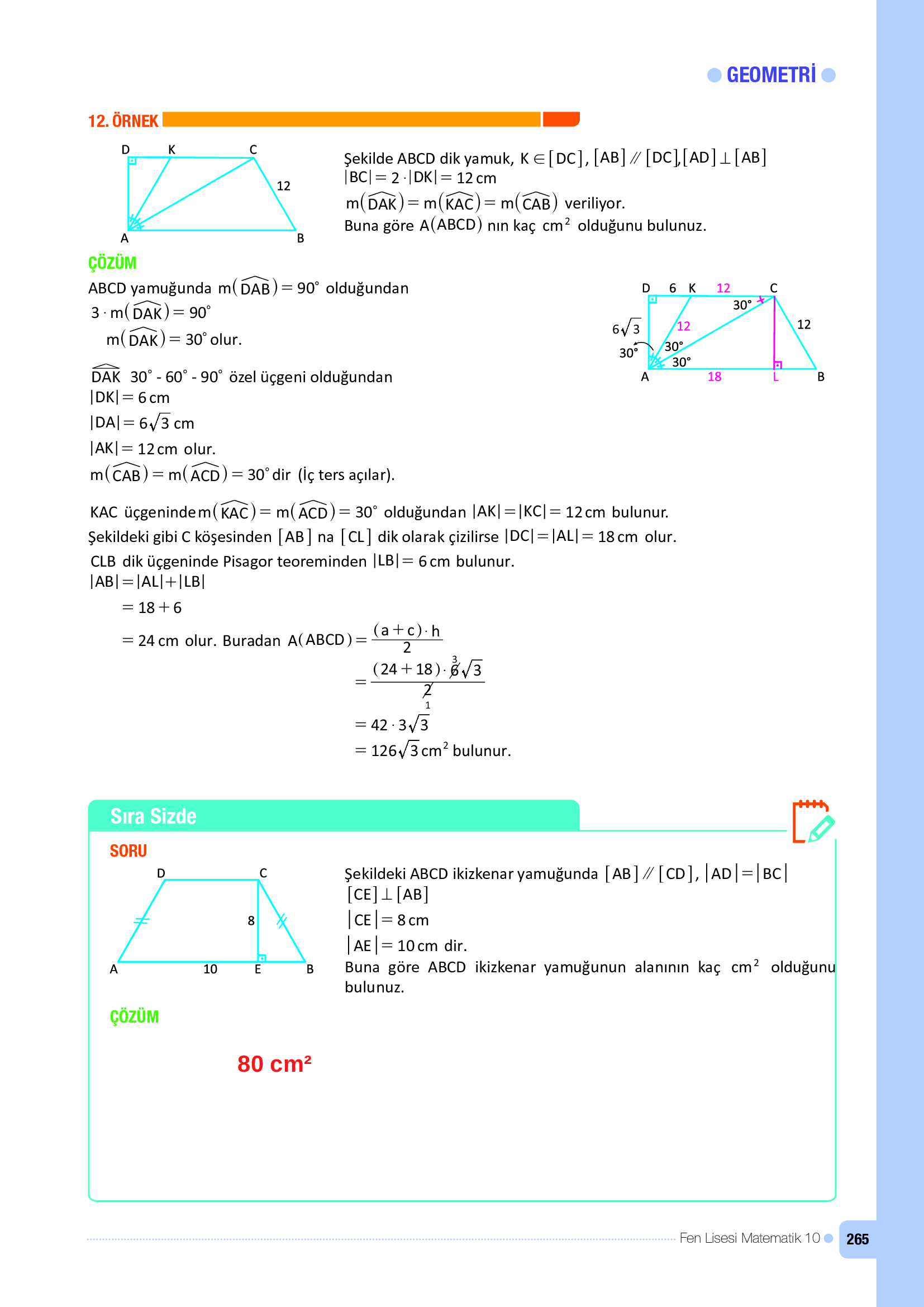 10. Sınıf Meb Yayınları Fen Lisesi Matematik Ders Kitabı Sayfa 265 Cevapları
