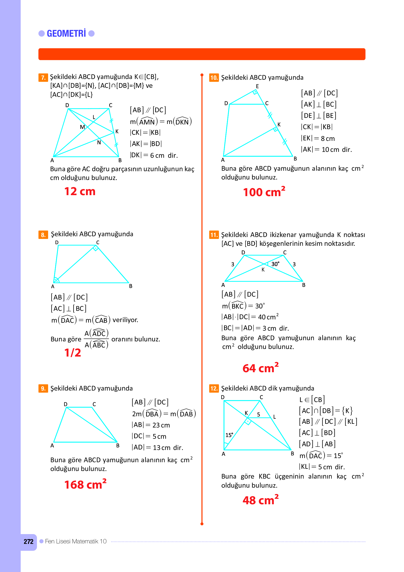 10. Sınıf Meb Yayınları Fen Lisesi Matematik Ders Kitabı Sayfa 272 Cevapları