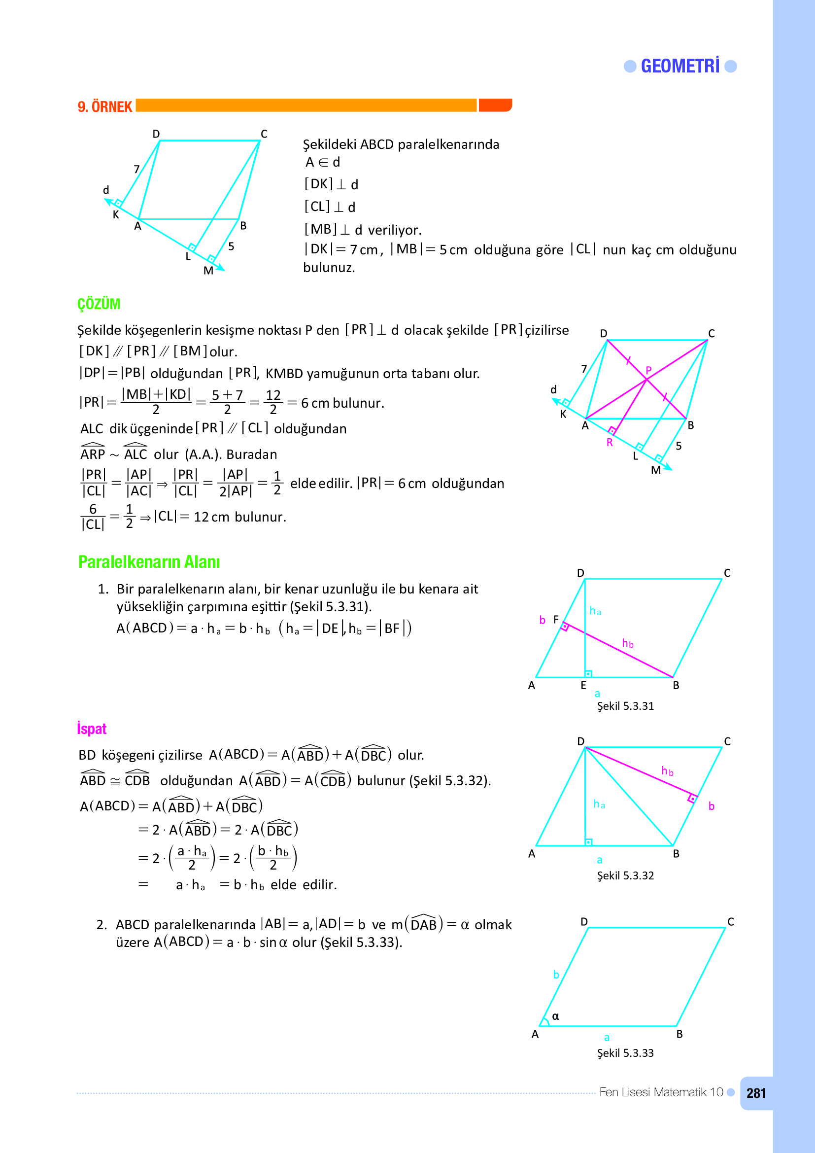 10. Sınıf Meb Yayınları Fen Lisesi Matematik Ders Kitabı Sayfa 281 Cevapları