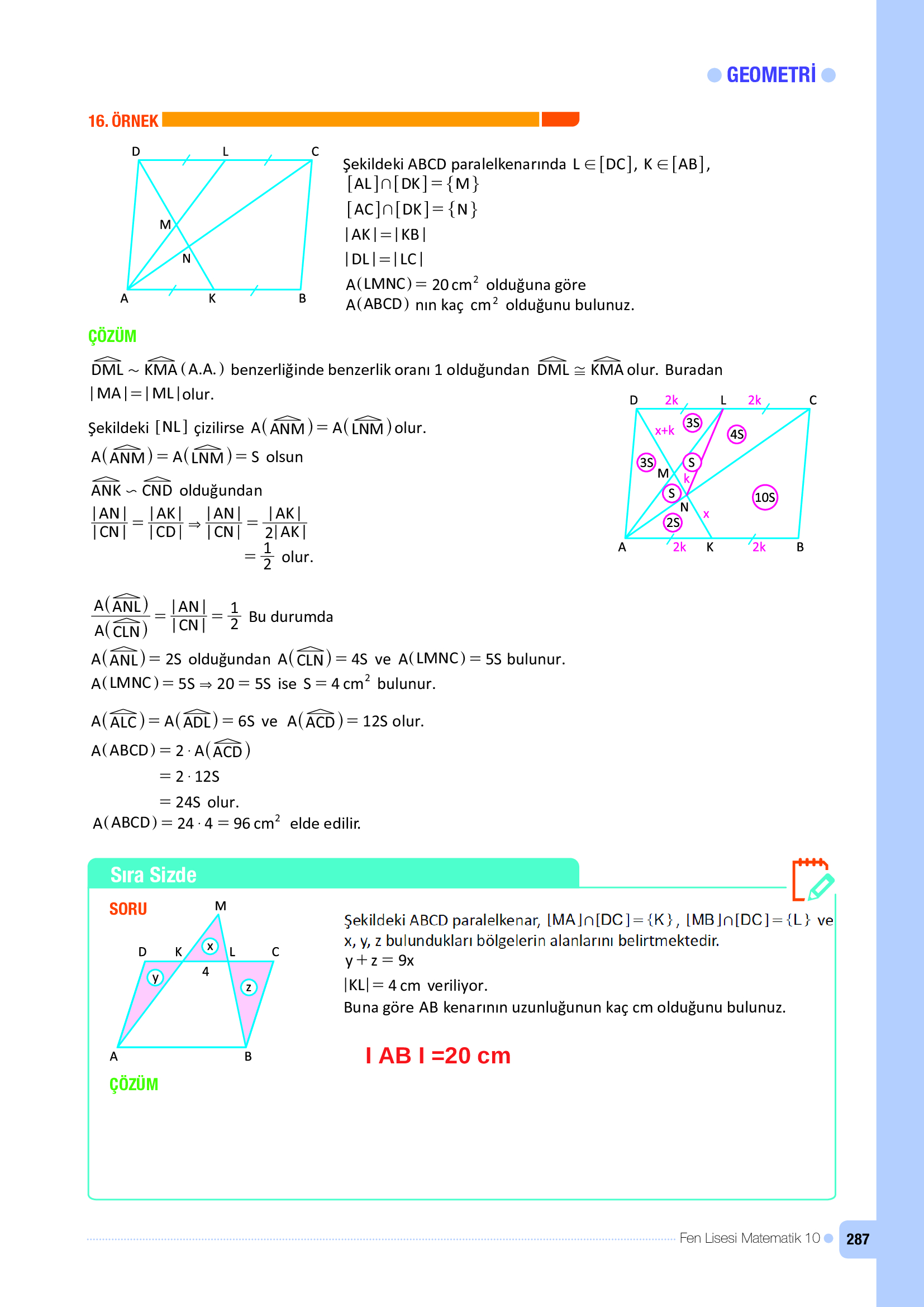 10. Sınıf Meb Yayınları Fen Lisesi Matematik Ders Kitabı Sayfa 287 Cevapları