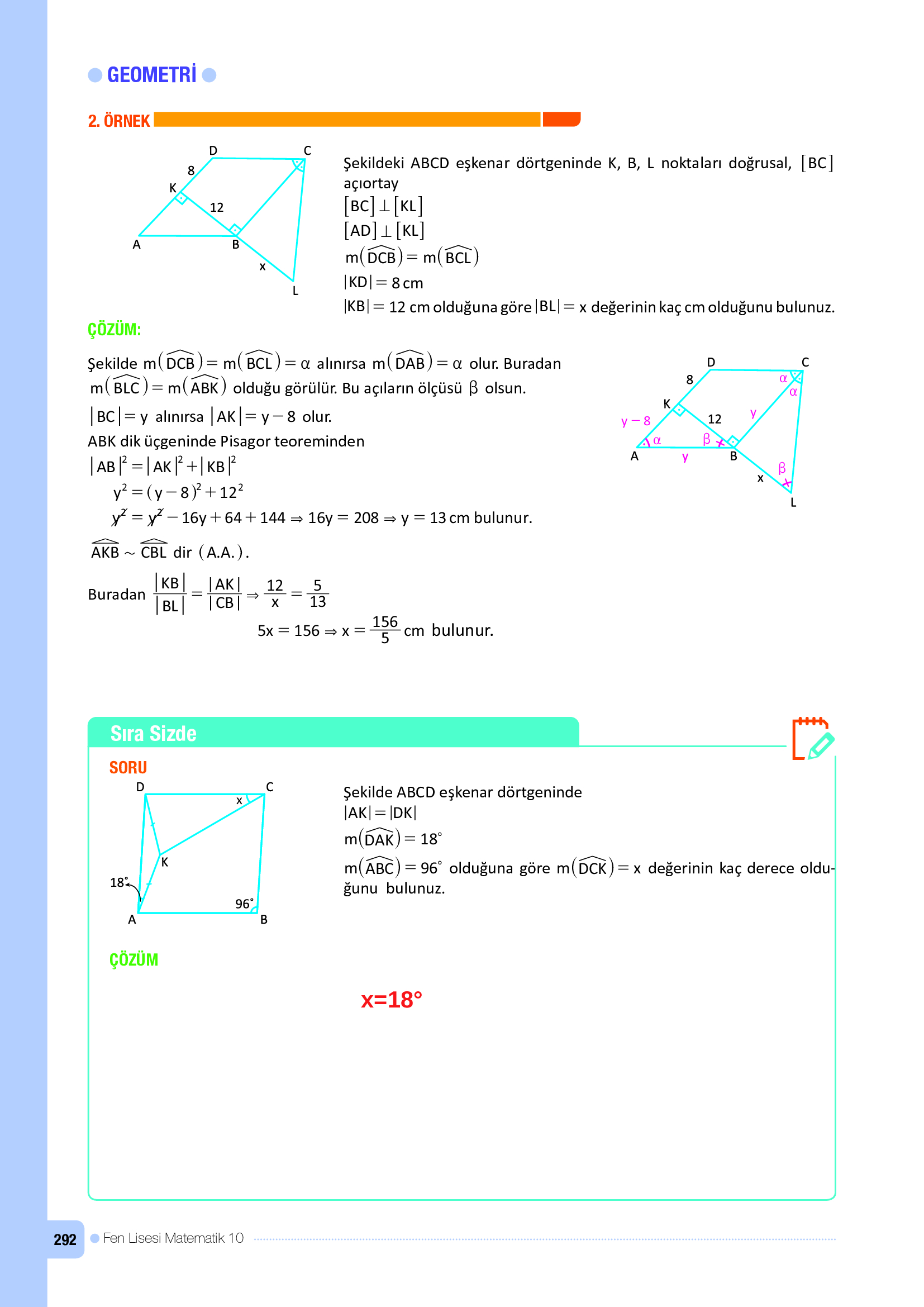 10. Sınıf Meb Yayınları Fen Lisesi Matematik Ders Kitabı Sayfa 292 Cevapları