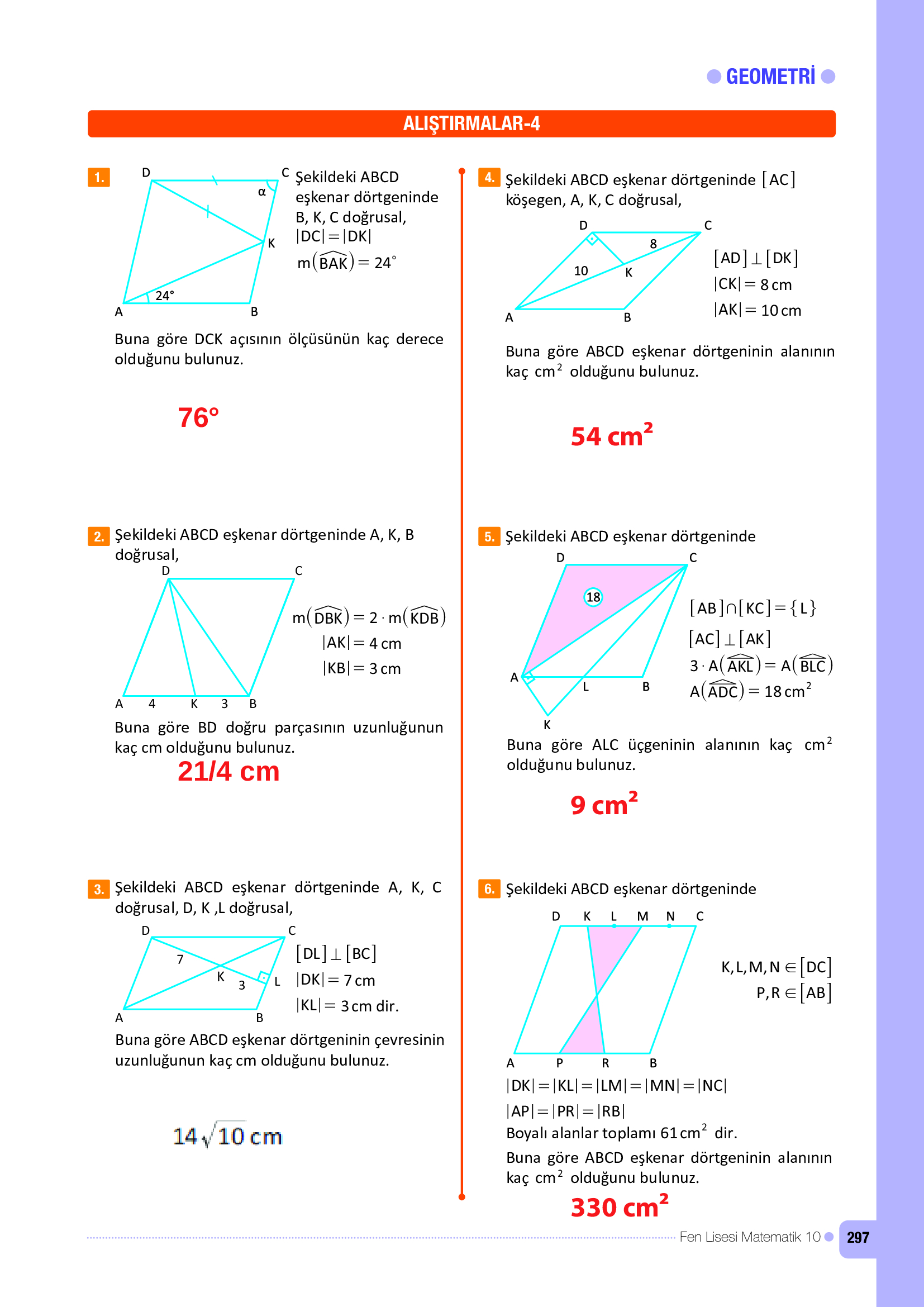 10. Sınıf Meb Yayınları Fen Lisesi Matematik Ders Kitabı Sayfa 297 Cevapları