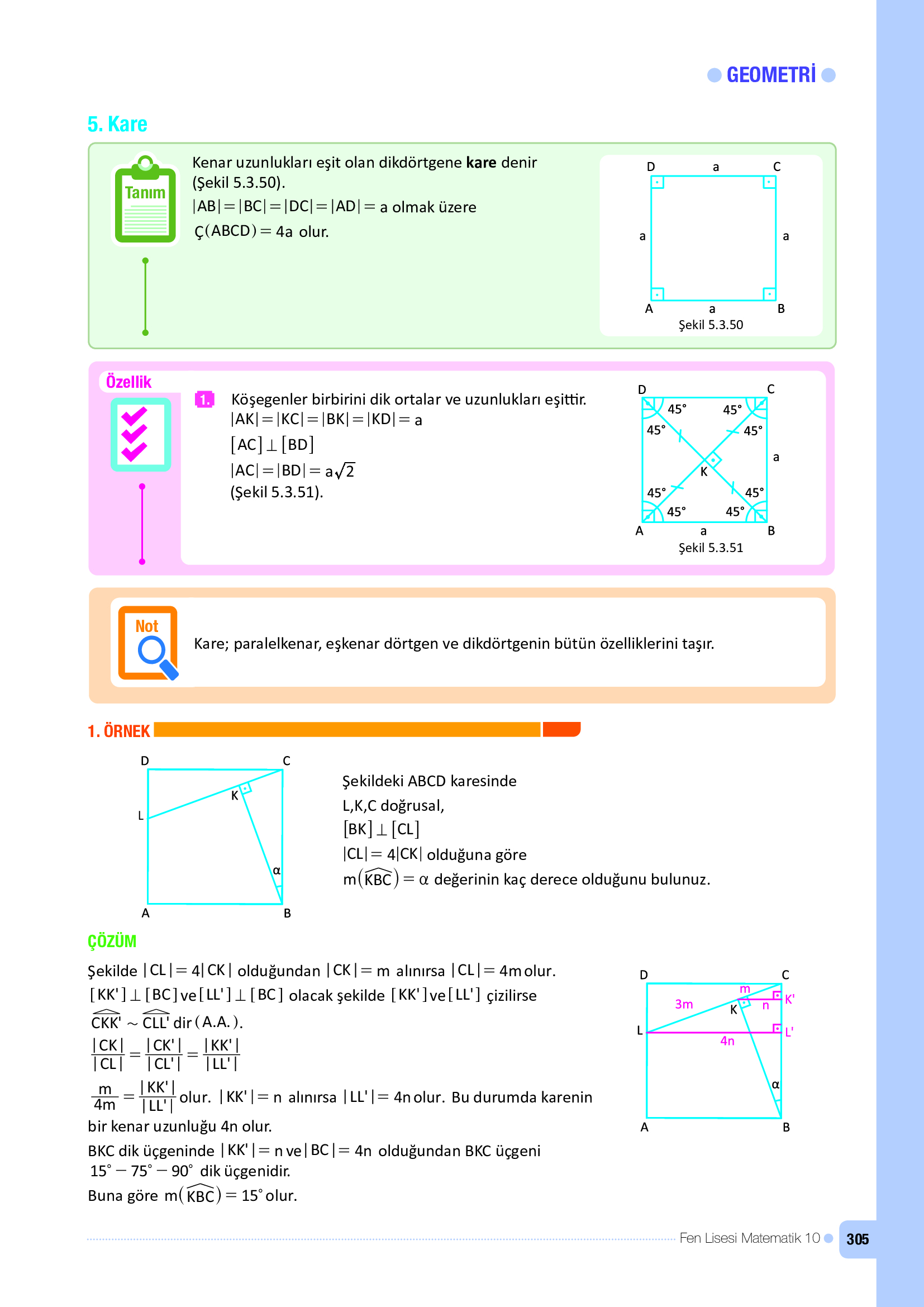 10. Sınıf Meb Yayınları Fen Lisesi Matematik Ders Kitabı Sayfa 305 Cevapları