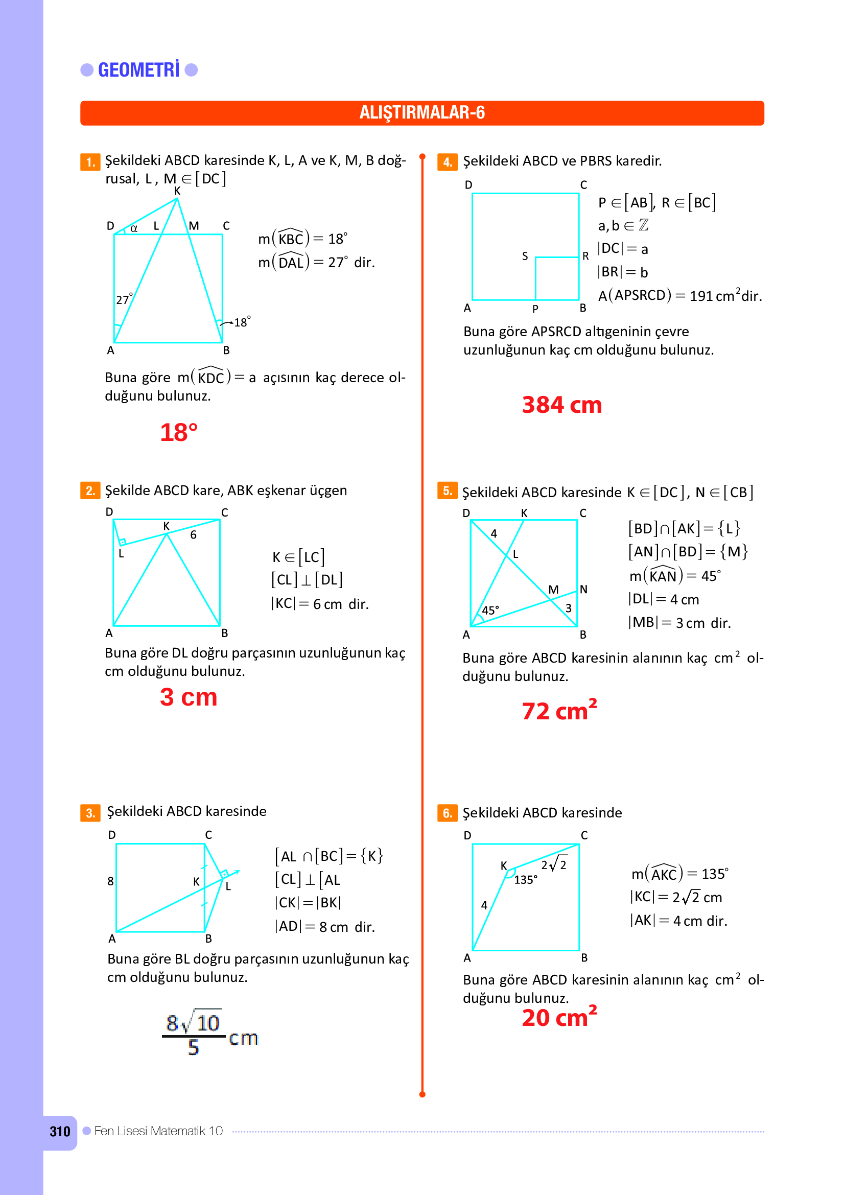 10. Sınıf Meb Yayınları Fen Lisesi Matematik Ders Kitabı Sayfa 310 Cevapları