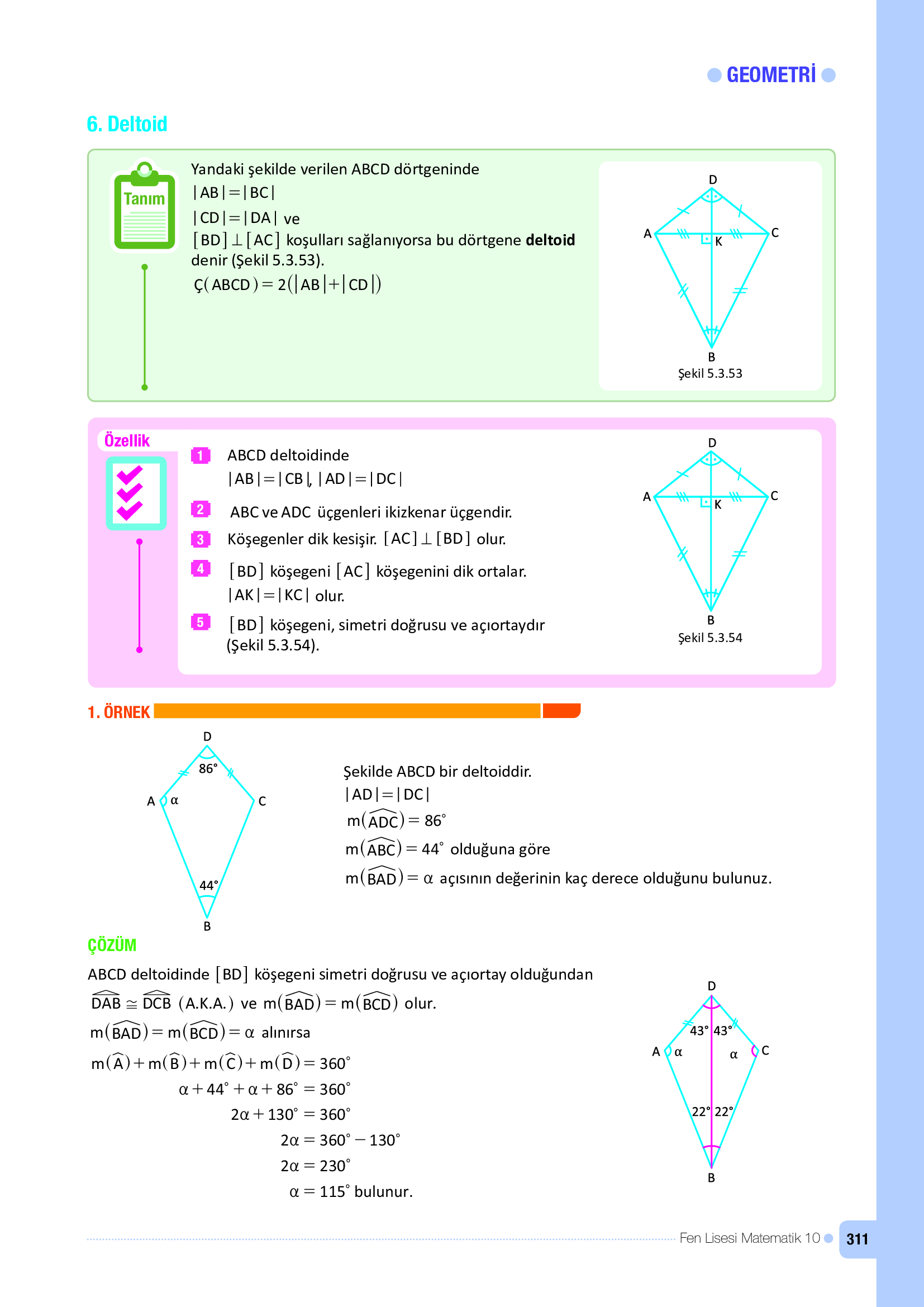 10. Sınıf Meb Yayınları Fen Lisesi Matematik Ders Kitabı Sayfa 311 Cevapları