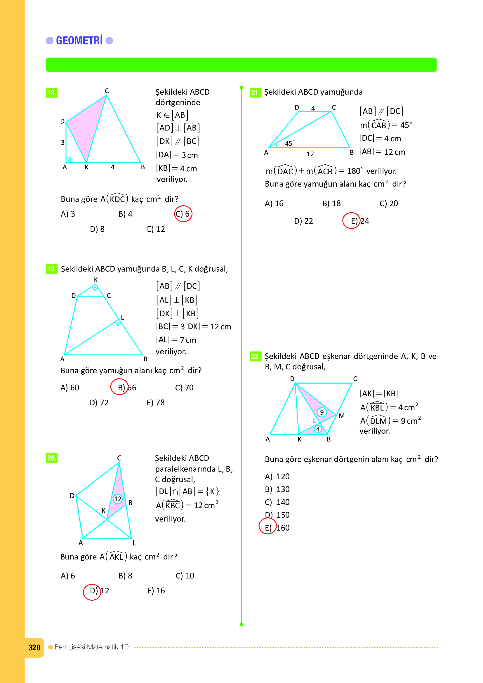 10. Sınıf Meb Yayınları Fen Lisesi Matematik Ders Kitabı Sayfa 320 Cevapları