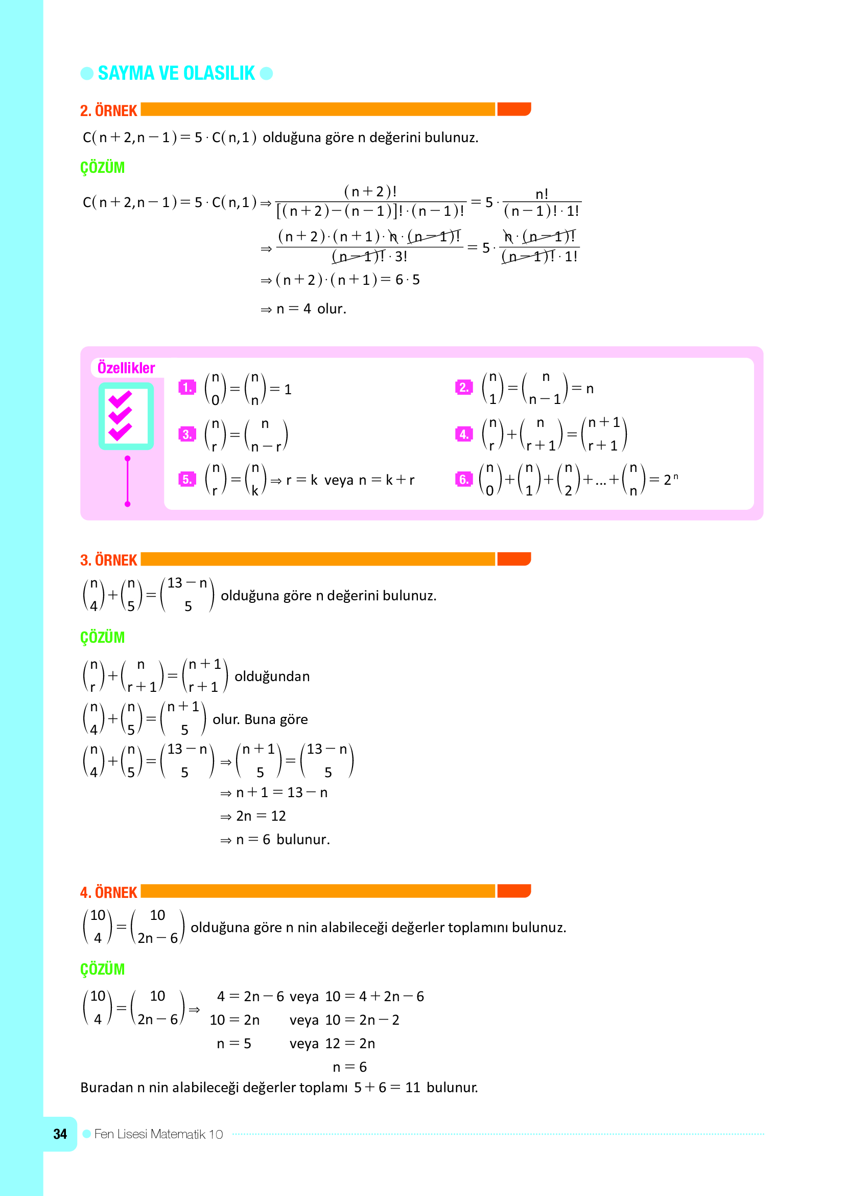 10. Sınıf Meb Yayınları Fen Lisesi Matematik Ders Kitabı Sayfa 34 Cevapları