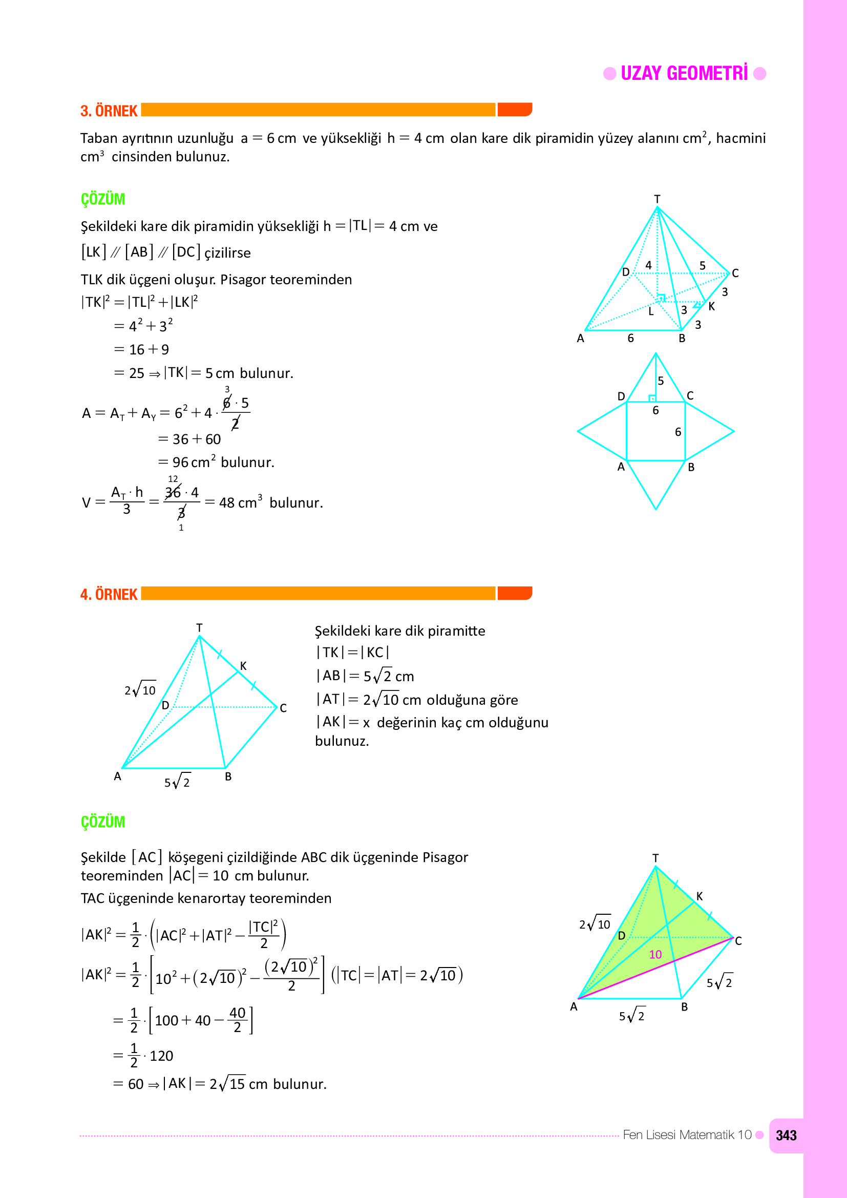 10. Sınıf Meb Yayınları Fen Lisesi Matematik Ders Kitabı Sayfa 343 Cevapları
