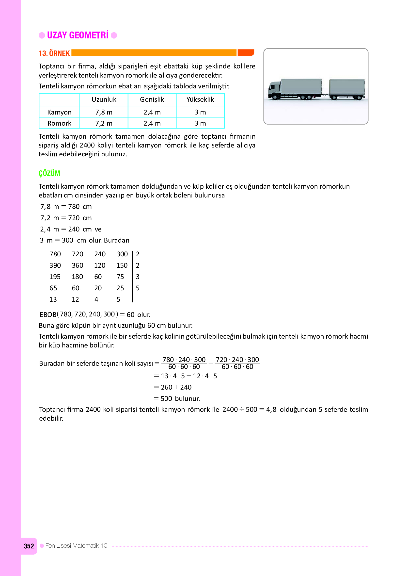 10. Sınıf Meb Yayınları Fen Lisesi Matematik Ders Kitabı Sayfa 352 Cevapları