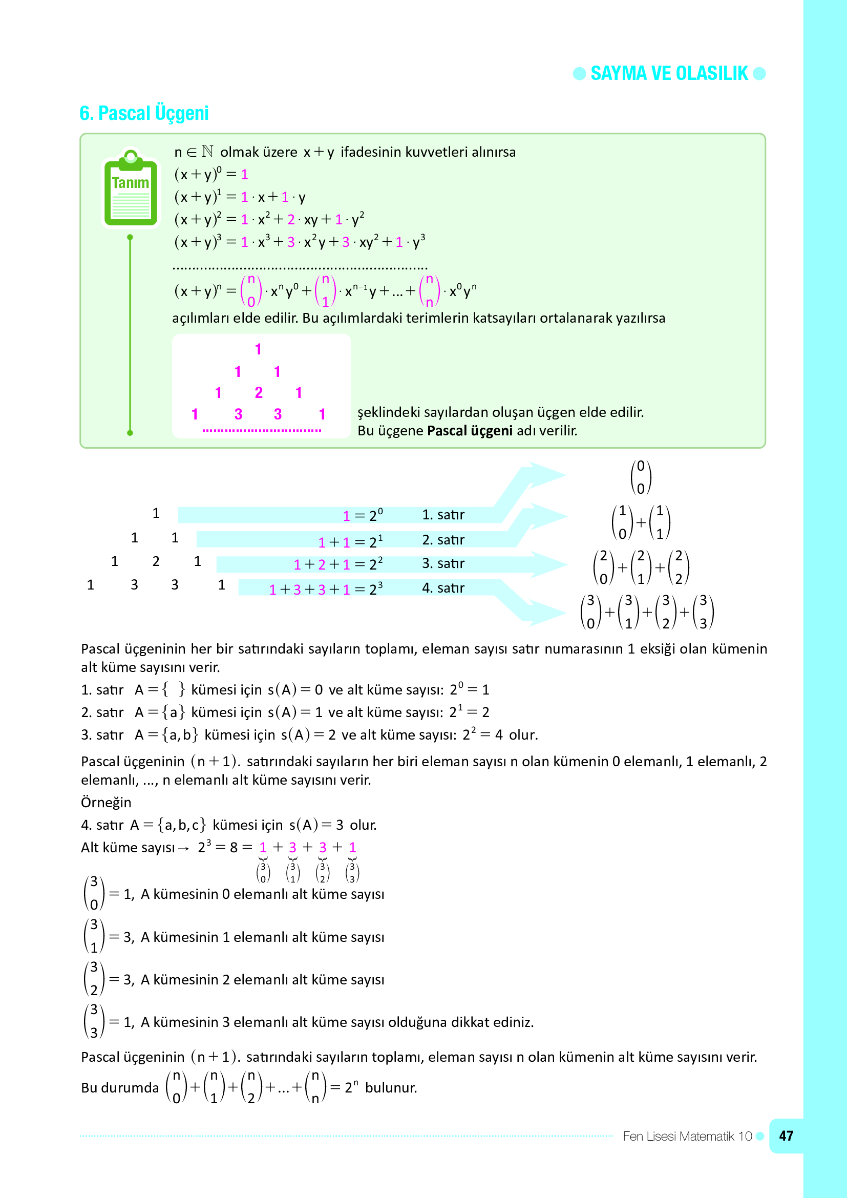 10. Sınıf Meb Yayınları Fen Lisesi Matematik Ders Kitabı Sayfa 47 Cevapları