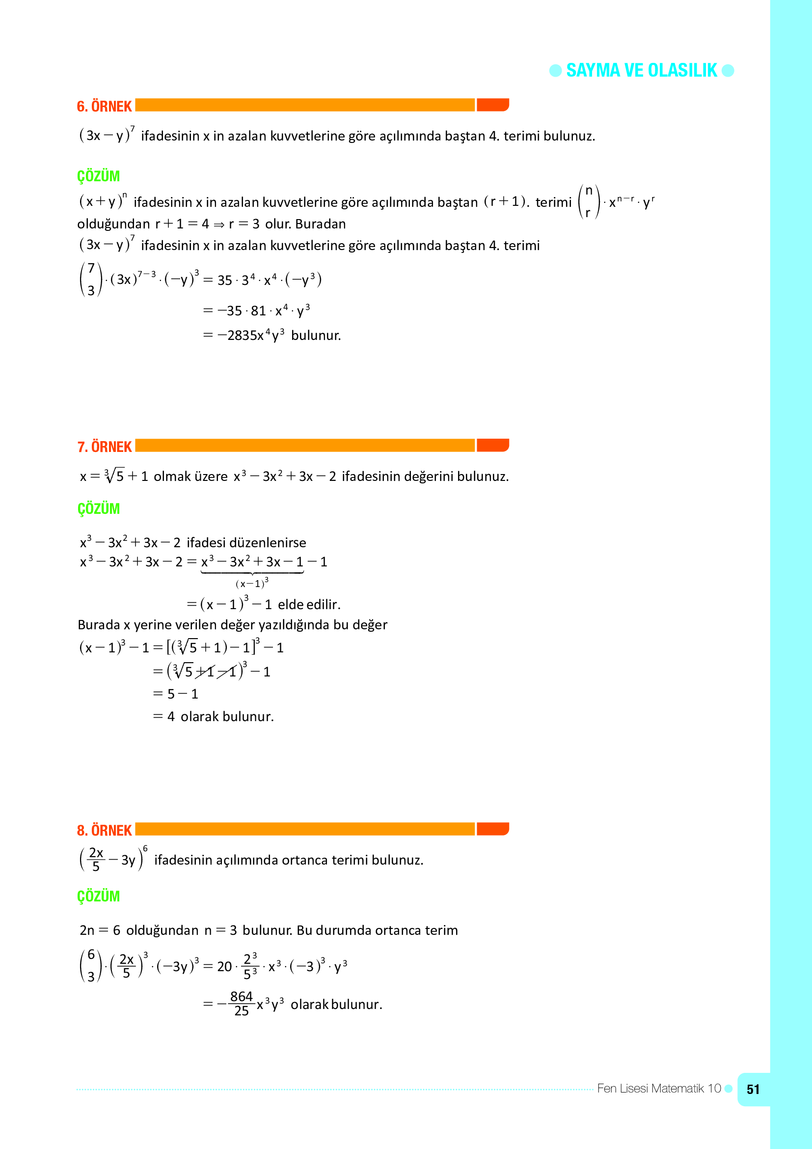 10. Sınıf Meb Yayınları Fen Lisesi Matematik Ders Kitabı Sayfa 51 Cevapları 10. Sınıf Meb Yayınları Fen Lisesi Matematik Ders Kitabı Sayfa 51 Cevapları