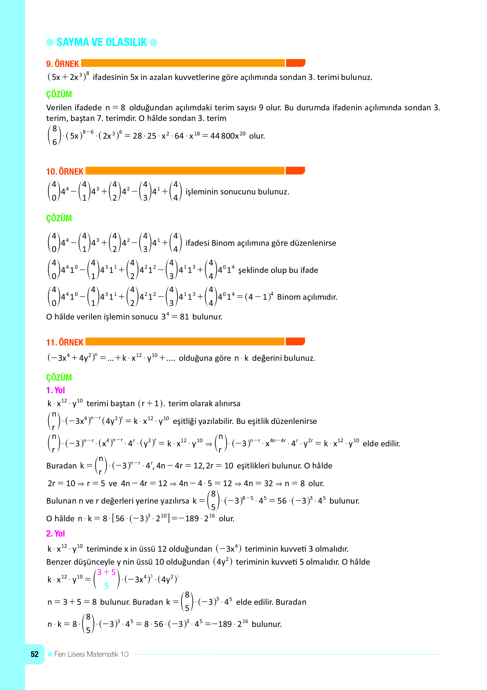 10. Sınıf Meb Yayınları Fen Lisesi Matematik Ders Kitabı Sayfa 52 Cevapları 10. Sınıf Meb Yayınları Fen Lisesi Matematik Ders Kitabı Sayfa 52 Cevapları