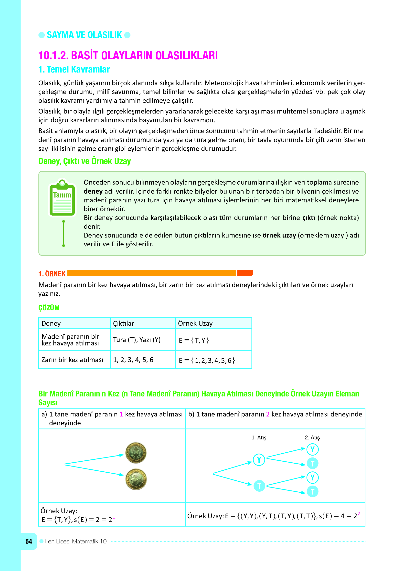 10. Sınıf Meb Yayınları Fen Lisesi Matematik Ders Kitabı Sayfa 54 Cevapları