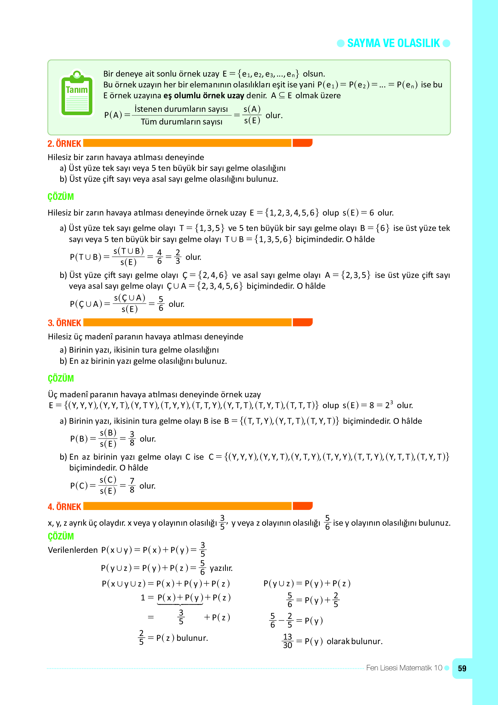 10. Sınıf Meb Yayınları Fen Lisesi Matematik Ders Kitabı Sayfa 59 Cevapları 10. Sınıf Meb Yayınları Fen Lisesi Matematik Ders Kitabı Sayfa 59 Cevapları