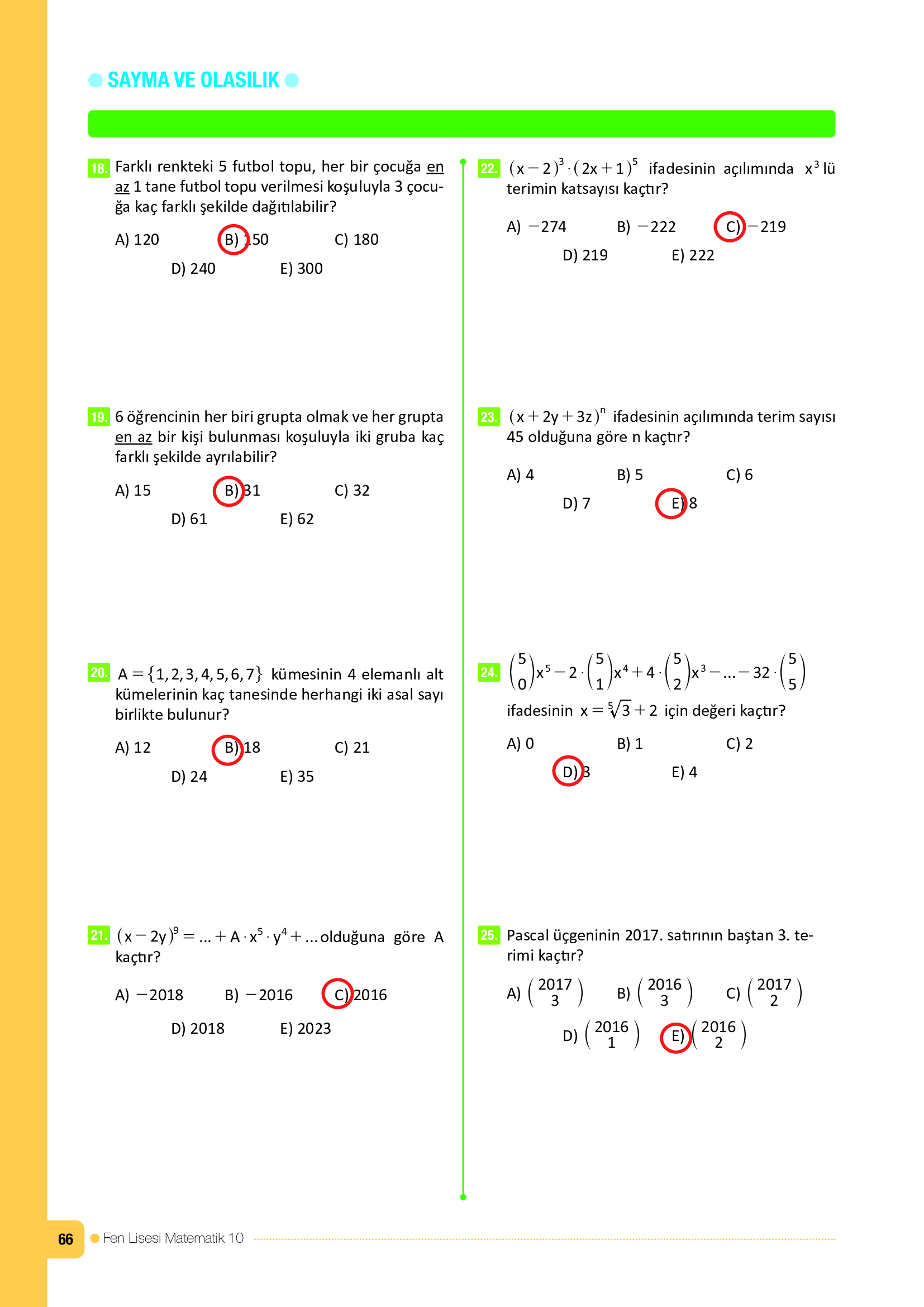 10. Sınıf Meb Yayınları Fen Lisesi Matematik Ders Kitabı Sayfa 66 Cevapları 10. Sınıf Meb Yayınları Fen Lisesi Matematik Ders Kitabı Sayfa 66 Cevapları