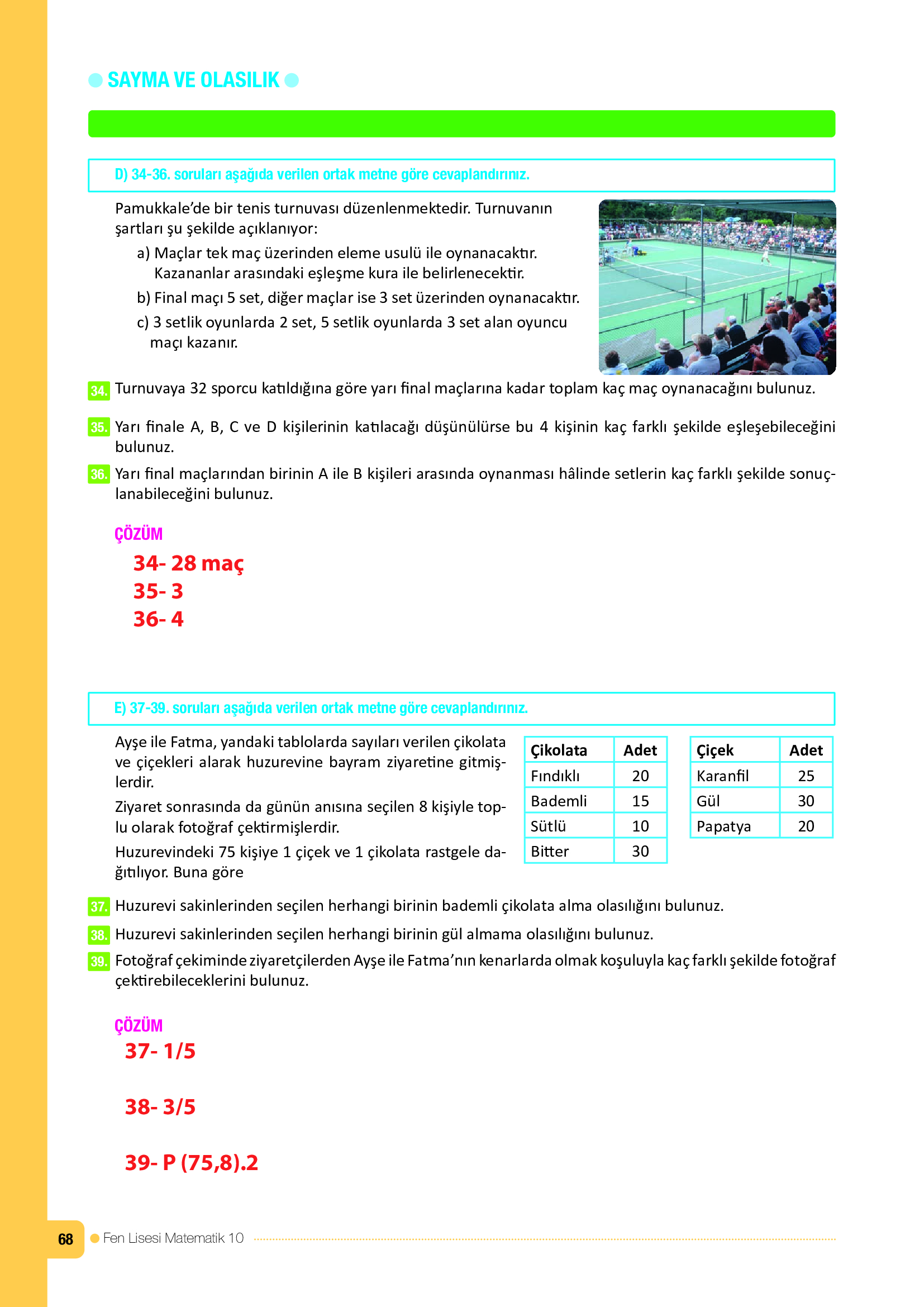 10. Sınıf Meb Yayınları Fen Lisesi Matematik Ders Kitabı Sayfa 68 Cevapları