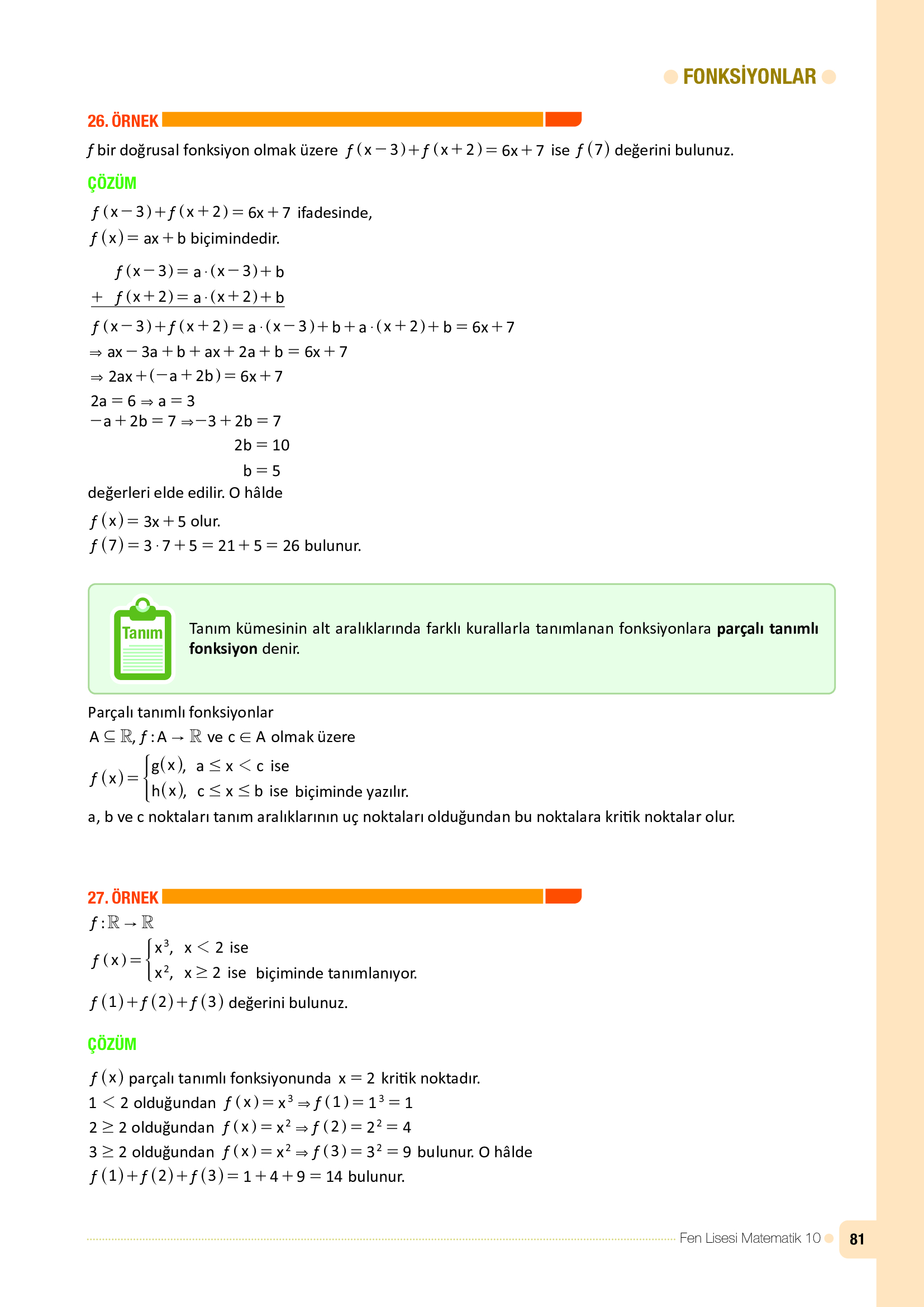 10. Sınıf Meb Yayınları Fen Lisesi Matematik Ders Kitabı Sayfa 81 Cevapları