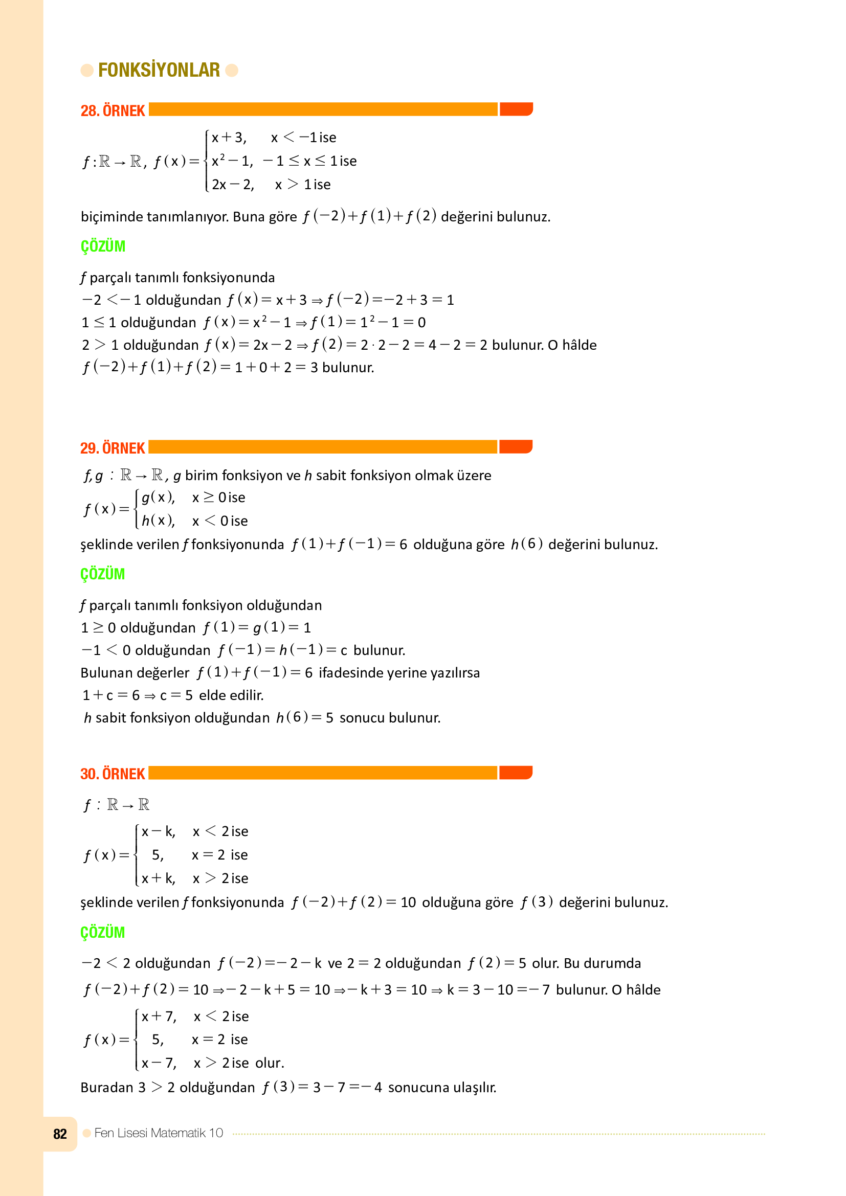 10. Sınıf Meb Yayınları Fen Lisesi Matematik Ders Kitabı Sayfa 82 Cevapları