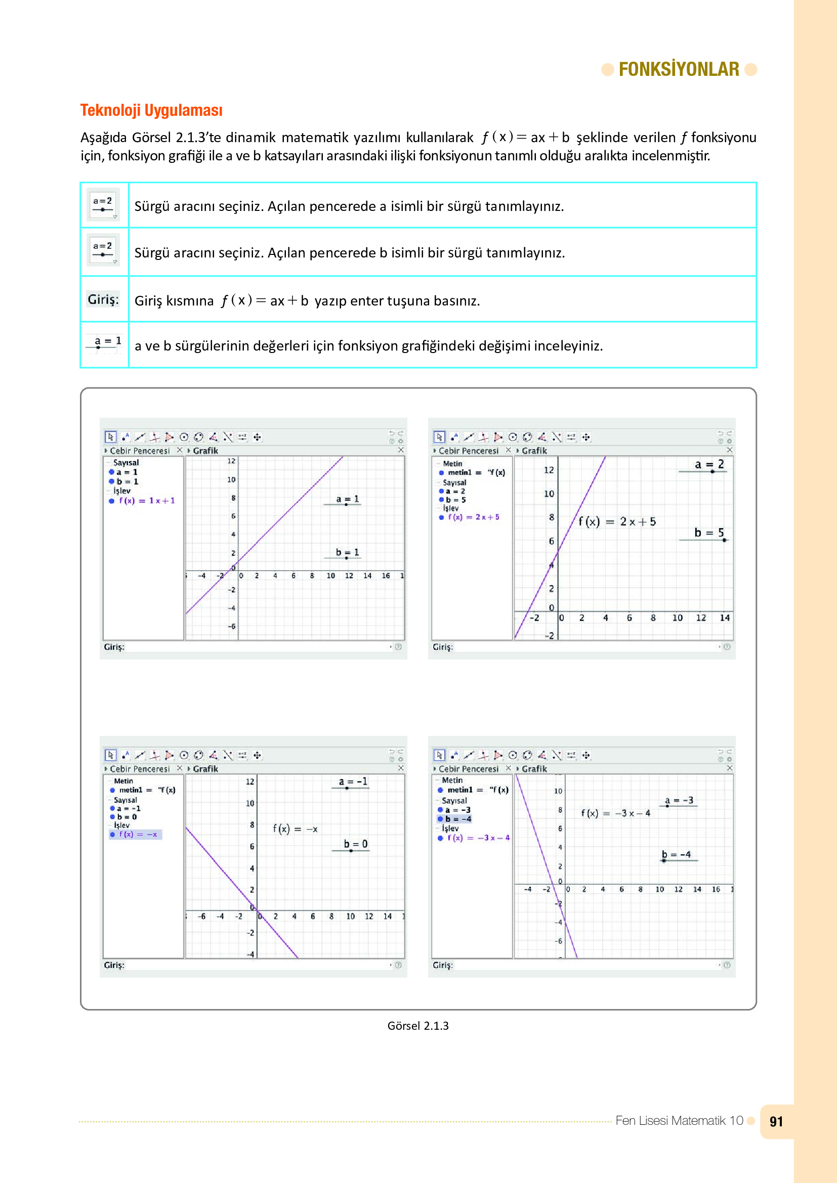 10. Sınıf Meb Yayınları Fen Lisesi Matematik Ders Kitabı Sayfa 91 Cevapları