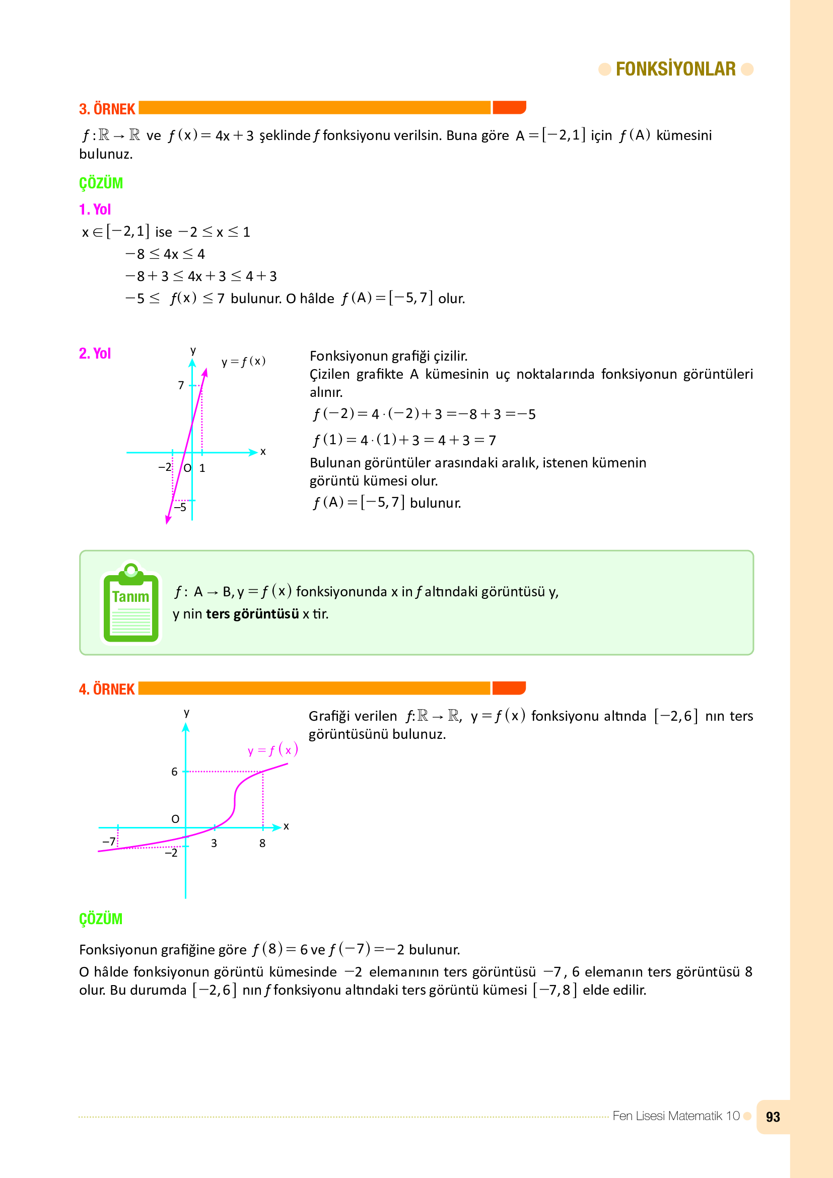 10. Sınıf Meb Yayınları Fen Lisesi Matematik Ders Kitabı Sayfa 93 Cevapları