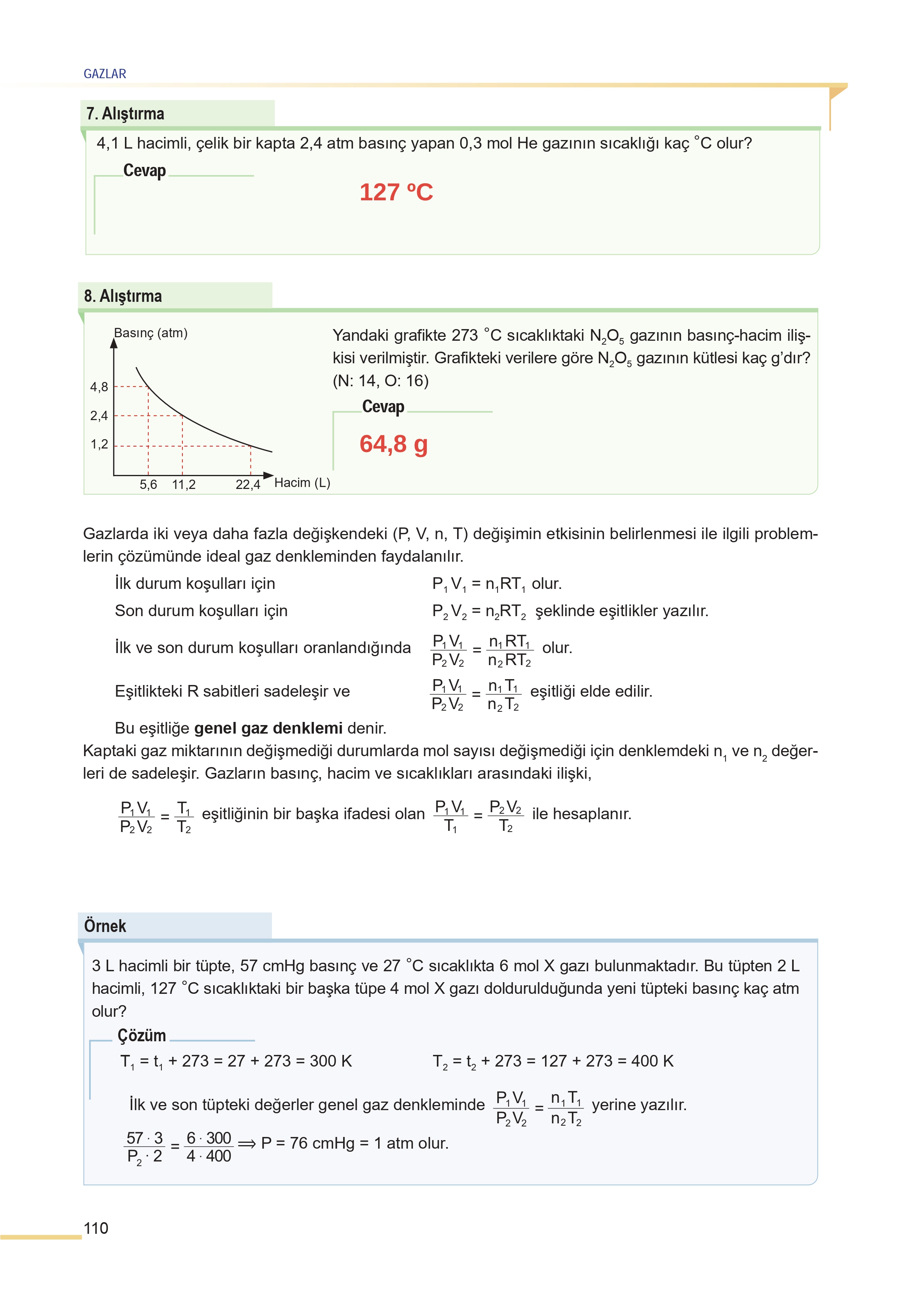 11. Sınıf Meb Yayınları Fen Lisesi Kimya Ders Kitabı Sayfa 110 Cevapları 11. Sınıf Meb Yayınları Fen Lisesi Kimya Ders Kitabı Sayfa 110 Cevapları