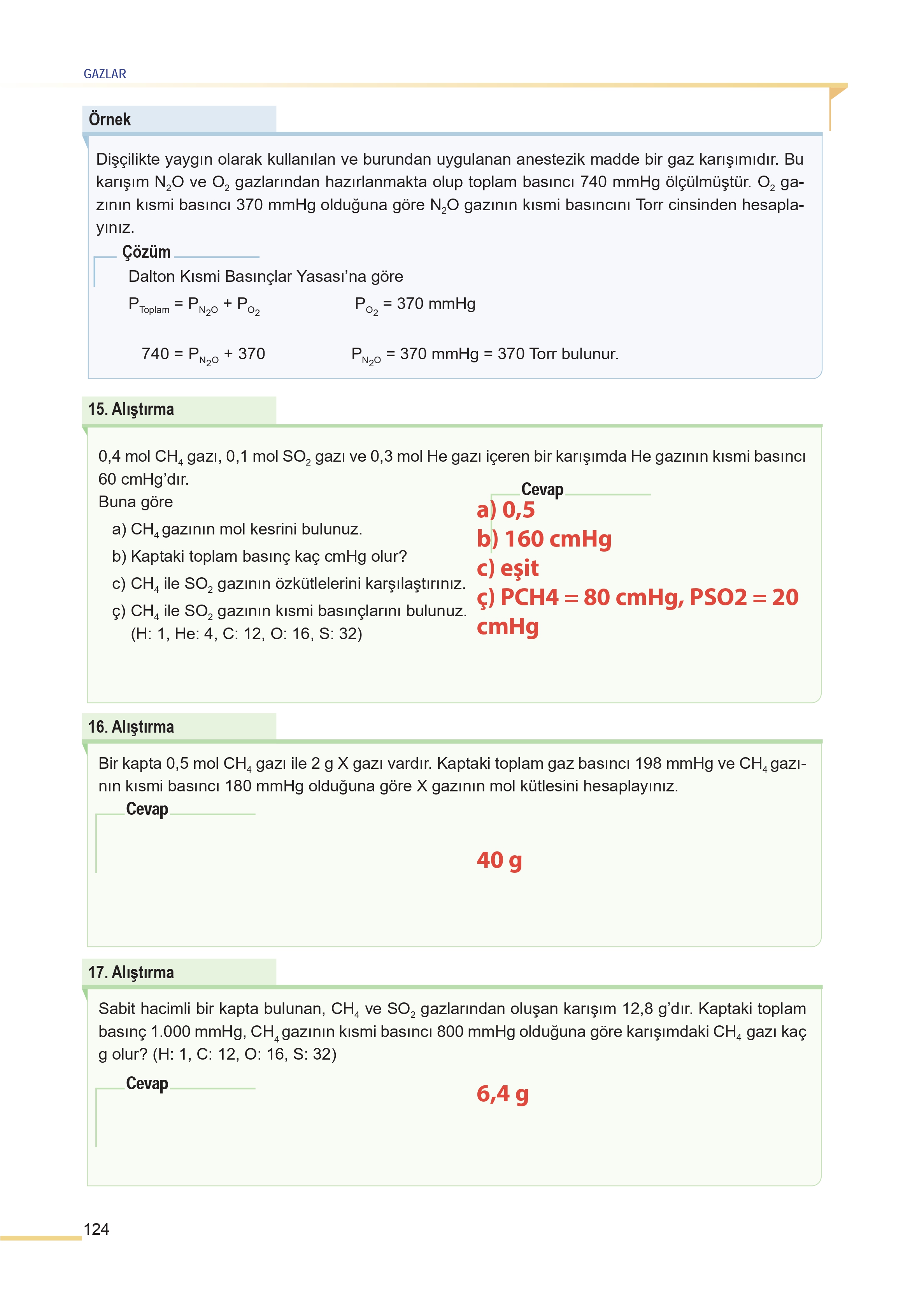 11. Sınıf Meb Yayınları Fen Lisesi Kimya Ders Kitabı Sayfa 124 Cevapları 11. Sınıf Meb Yayınları Fen Lisesi Kimya Ders Kitabı Sayfa 124 Cevapları