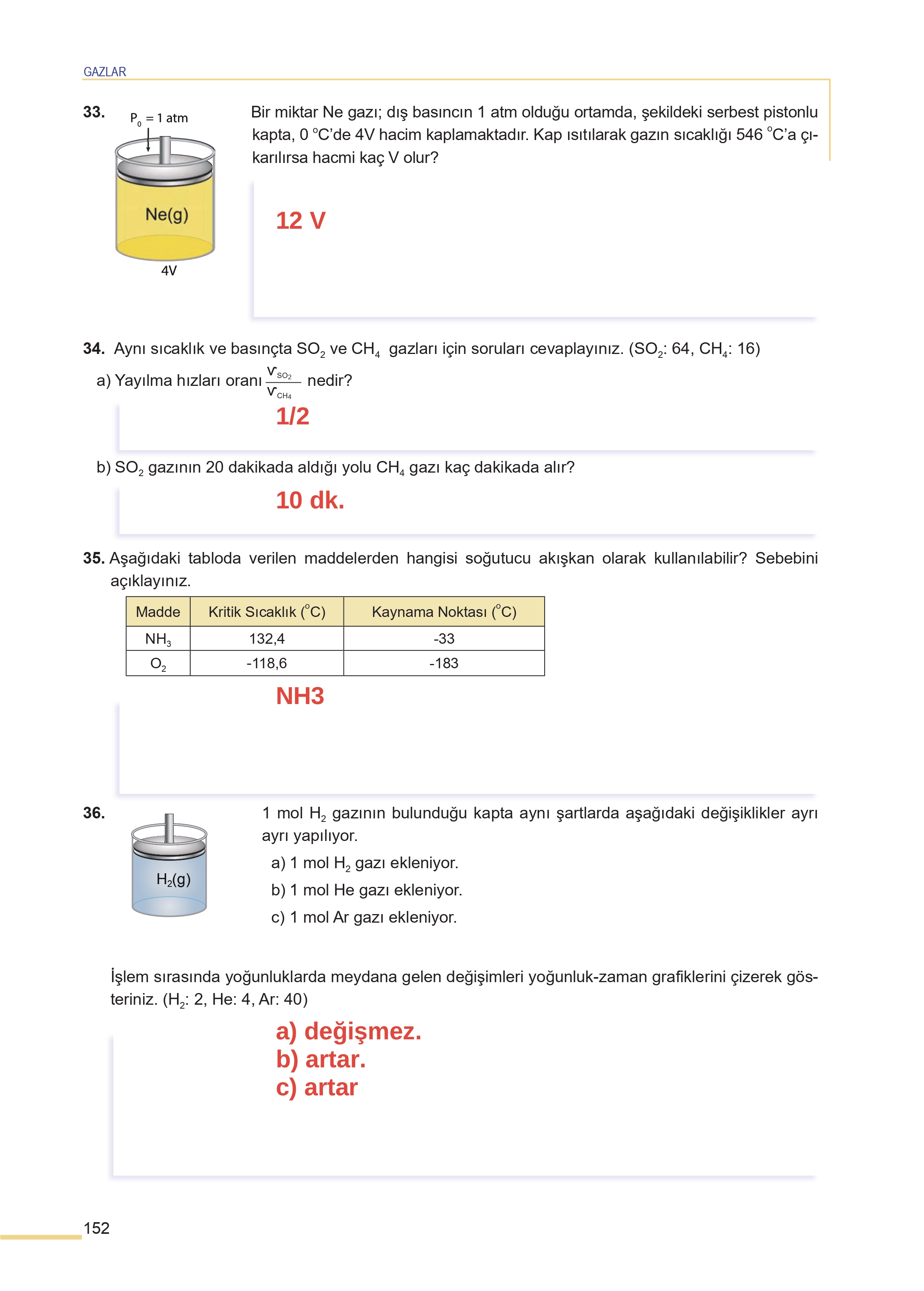 11. Sınıf Meb Yayınları Fen Lisesi Kimya Ders Kitabı Sayfa 152 Cevapları 11. Sınıf Meb Yayınları Fen Lisesi Kimya Ders Kitabı Sayfa 152 Cevapları