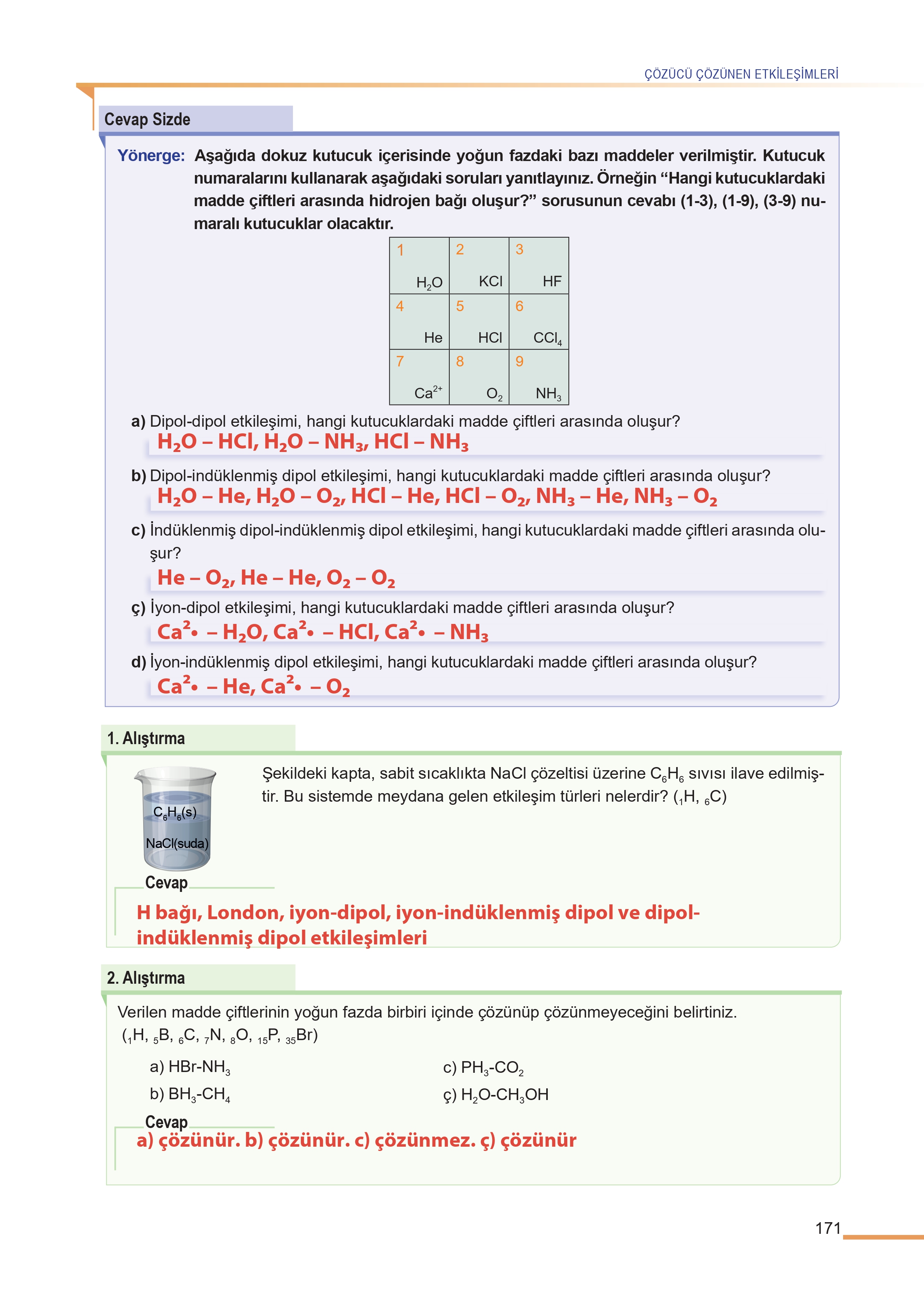 11. Sınıf Meb Yayınları Fen Lisesi Kimya Ders Kitabı Sayfa 171 Cevapları 11. Sınıf Meb Yayınları Fen Lisesi Kimya Ders Kitabı Sayfa 171 Cevapları